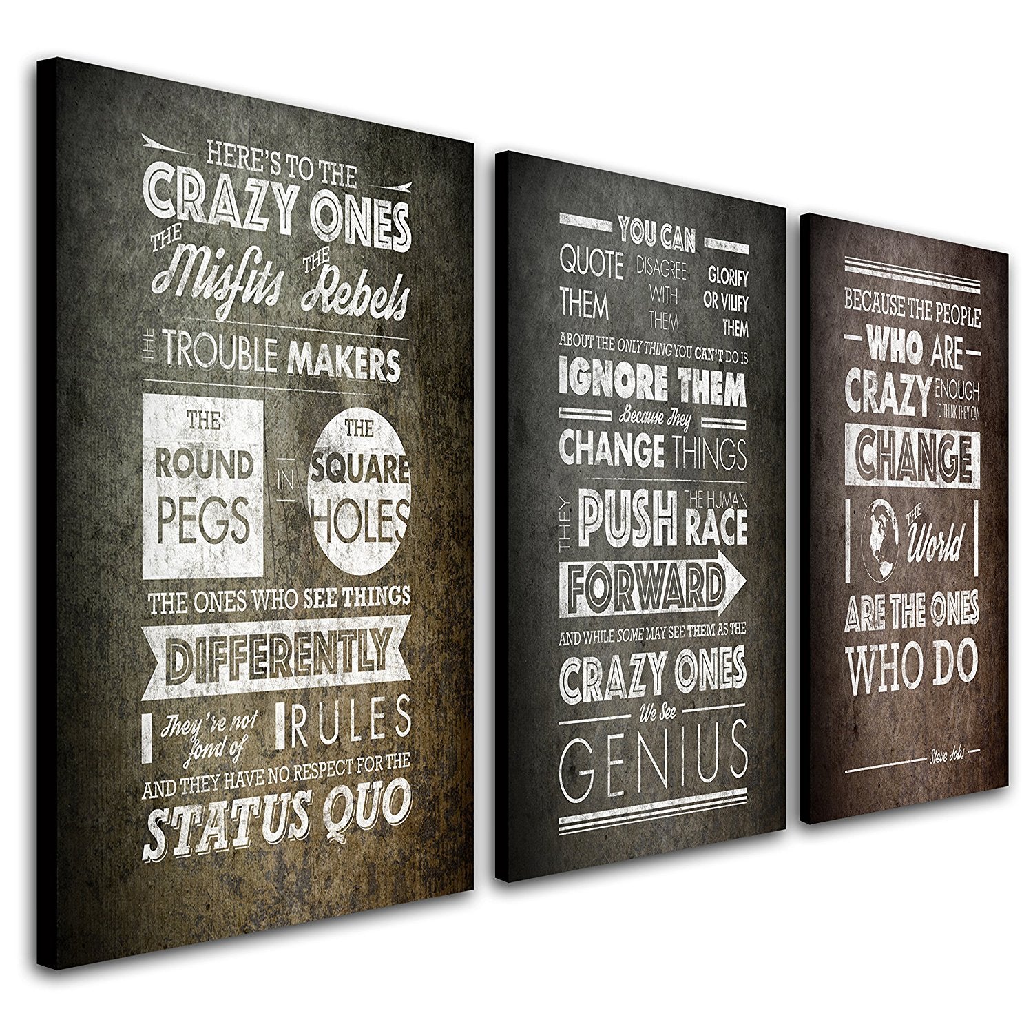Personal-Prints Steve Jobs Quote - The Crazy Ones Triptych