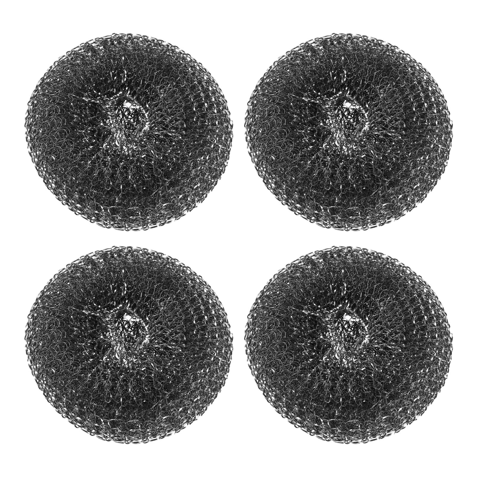 HARFINGTON 4pcs Stainless Steel Scrubber Pad, Barbecue Grill Cleaning Scrubber Pads Replacement Steel Wool Brush Head for Gas, O