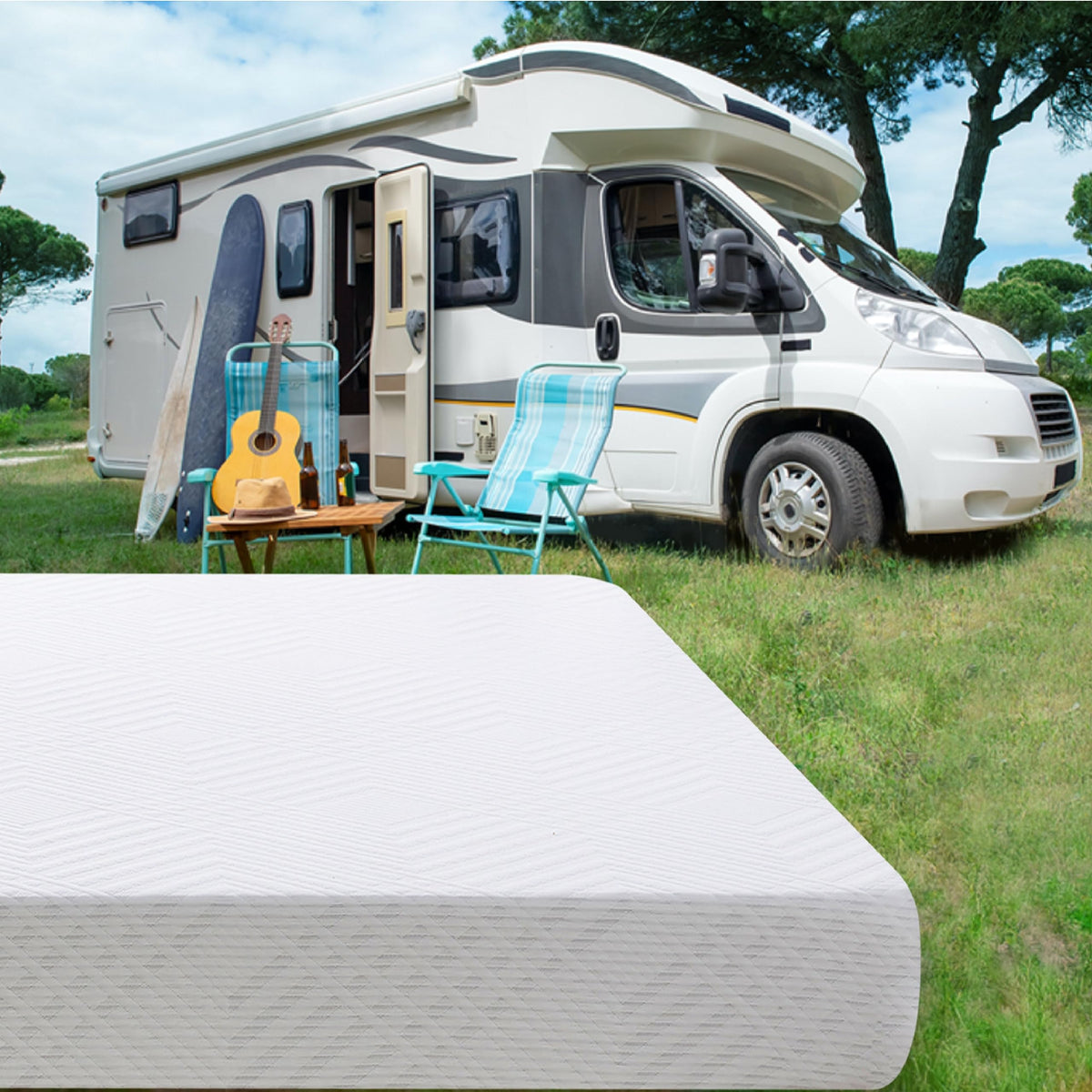 Dyonery Rv Mattress Short King, 10 Inch Memory Foam Camper Mattress Fiberglass Free Bed In A Box Made In Usa Certipur-Us Certifi