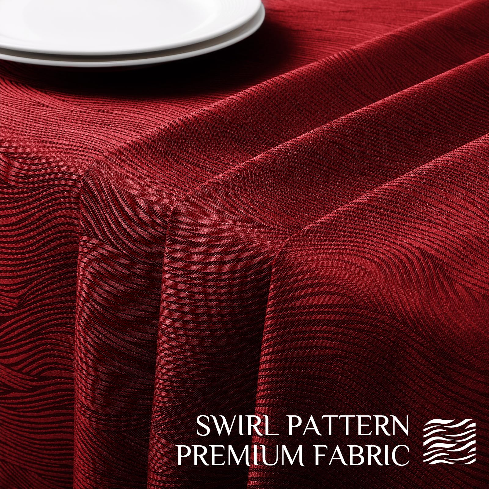 Softalker Christmas Jacquard Rectangle Tablecloth - Swirl Design Waterproof Stain Resistant Table Cover Wrinkle Free Heavy Weigh