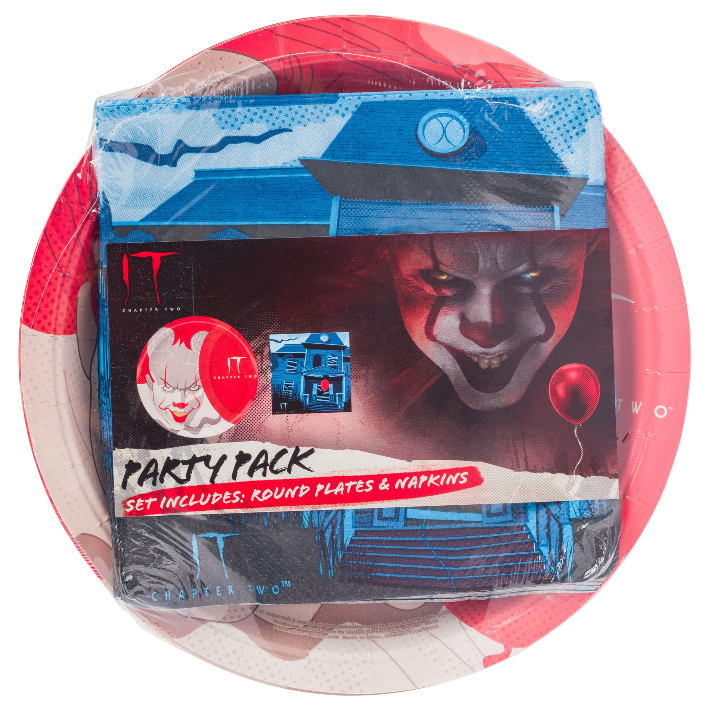 Silver Buffalo It Chapter 2 Pennywise The Clown 32 Pack Partyware Disposable Paper Plates And Napkins