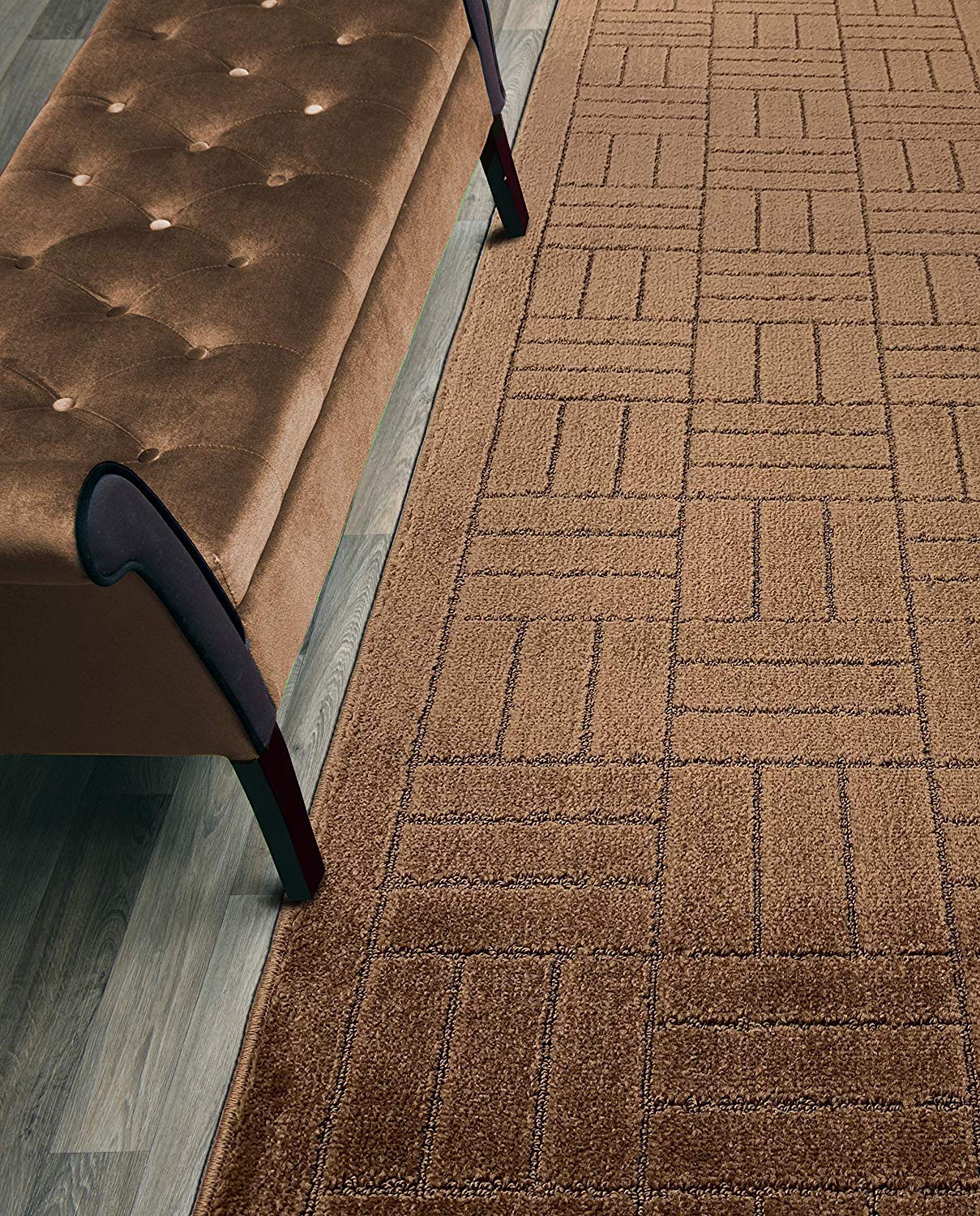 ORFA HOME Custom Length Hallway Runner Rug,Slip Resistant,Bricks Brown, 26 Inch X 10 feet, Sold and Priced Per Foot