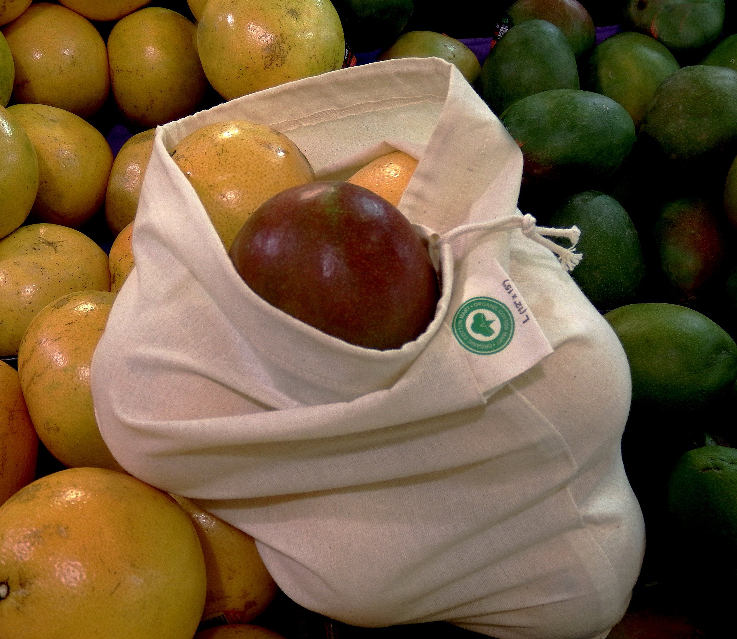 Food Grade Bulk Storage Bags - 6 Pack, Xl Size, 100% Organic Cotton Drawstring Bags - Flour Sack Bags - Reusable, Washable Musli