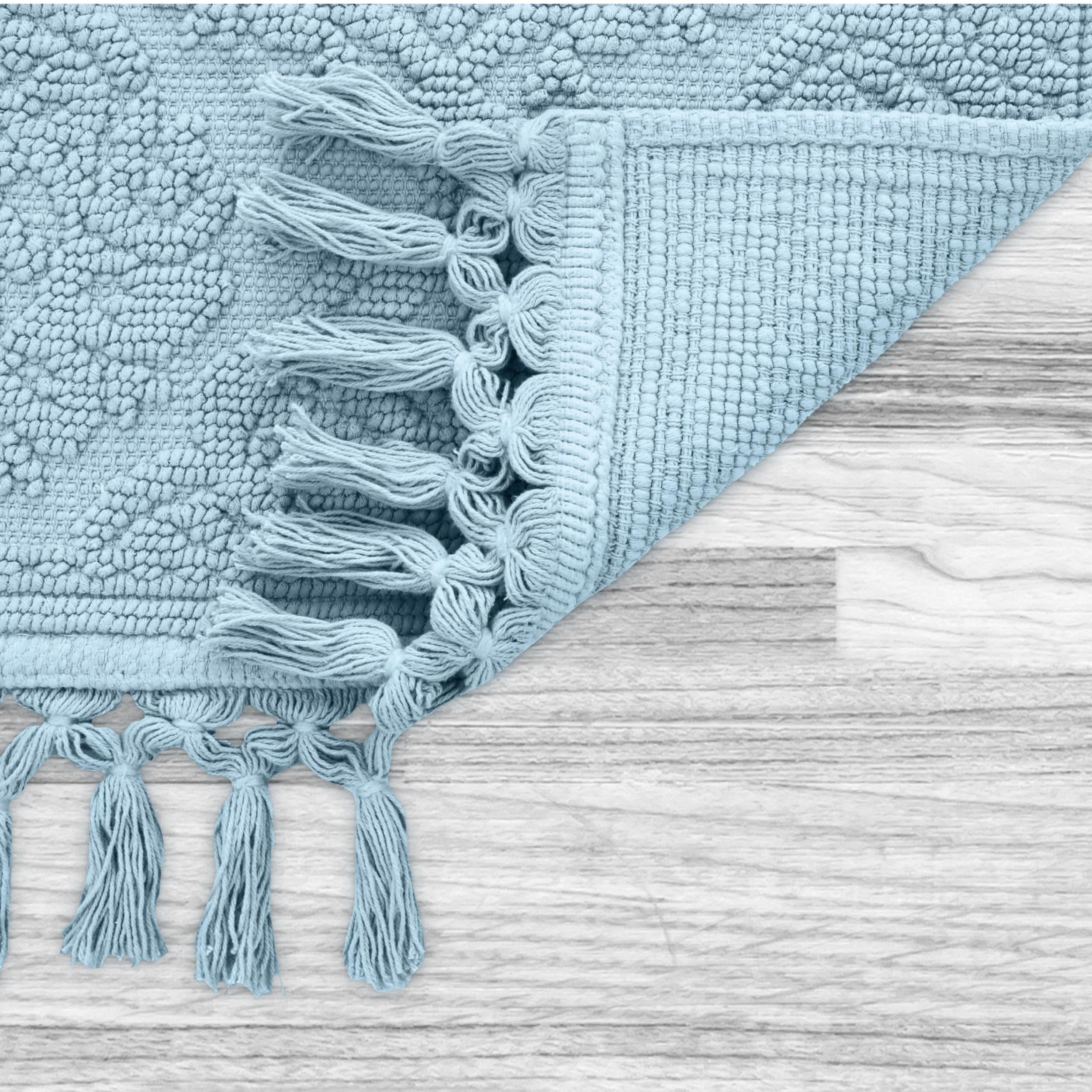 Jean Pierre - Ricardo Bath Mat, Woven Fringe Bathroom Rugs, 100% Cotton, Premium Bathroom Decor - Measures 17'' X 31'' - Light B