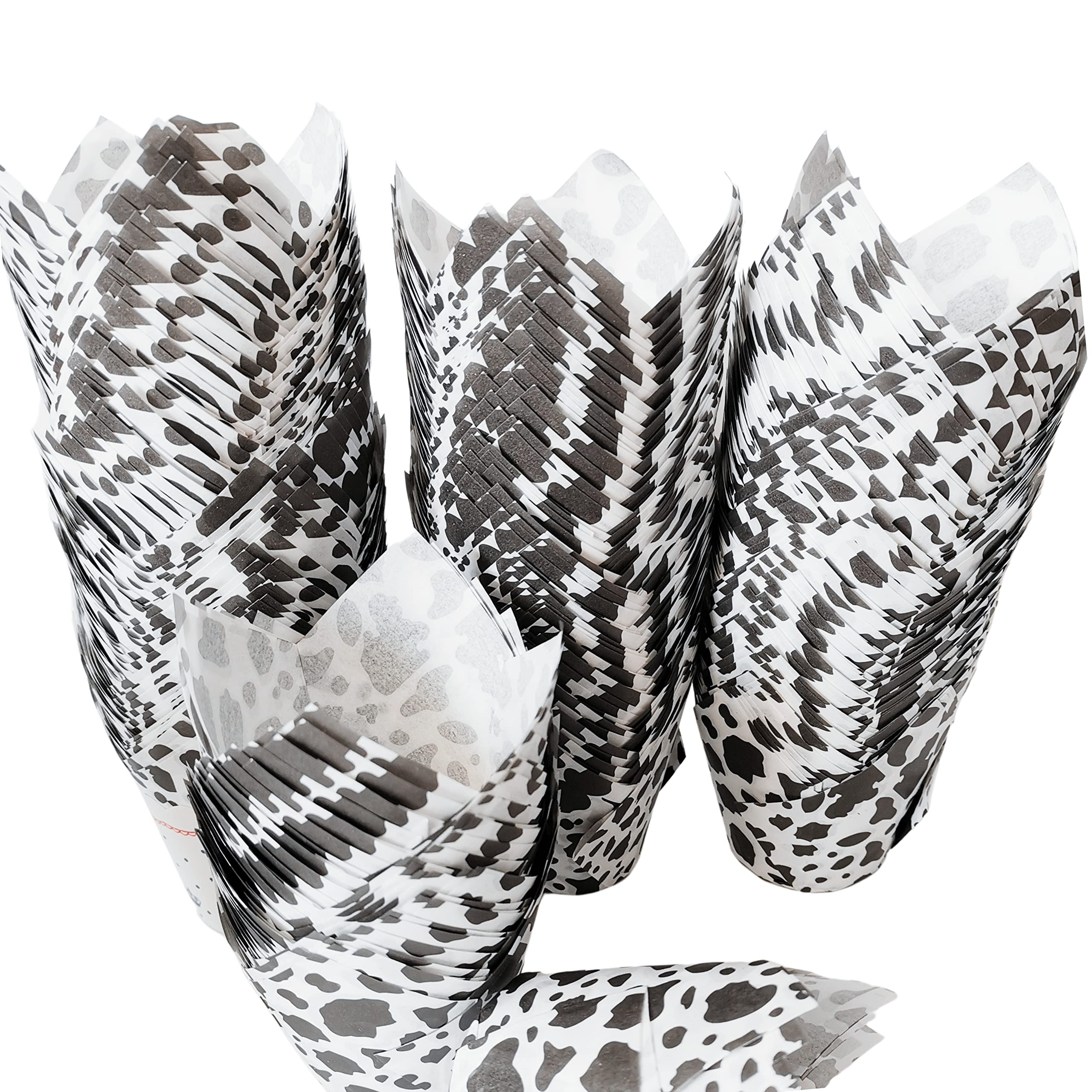 50Pcs Cow Tulip Cupcake Liners Cupcake Wrappers Cow Print Baking Cups Muffin Cups Cow Cupcake Cups For Birthday Party Farm Weste