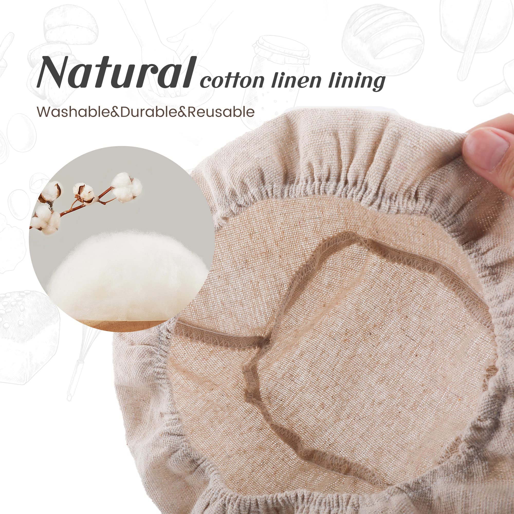 Joyyy Sourdough Bread Proofing Baskets With Liner, Dough Rising Ratten Bowl For Bread Making And Baking, Oval, 10 Inch (Set Of 2
