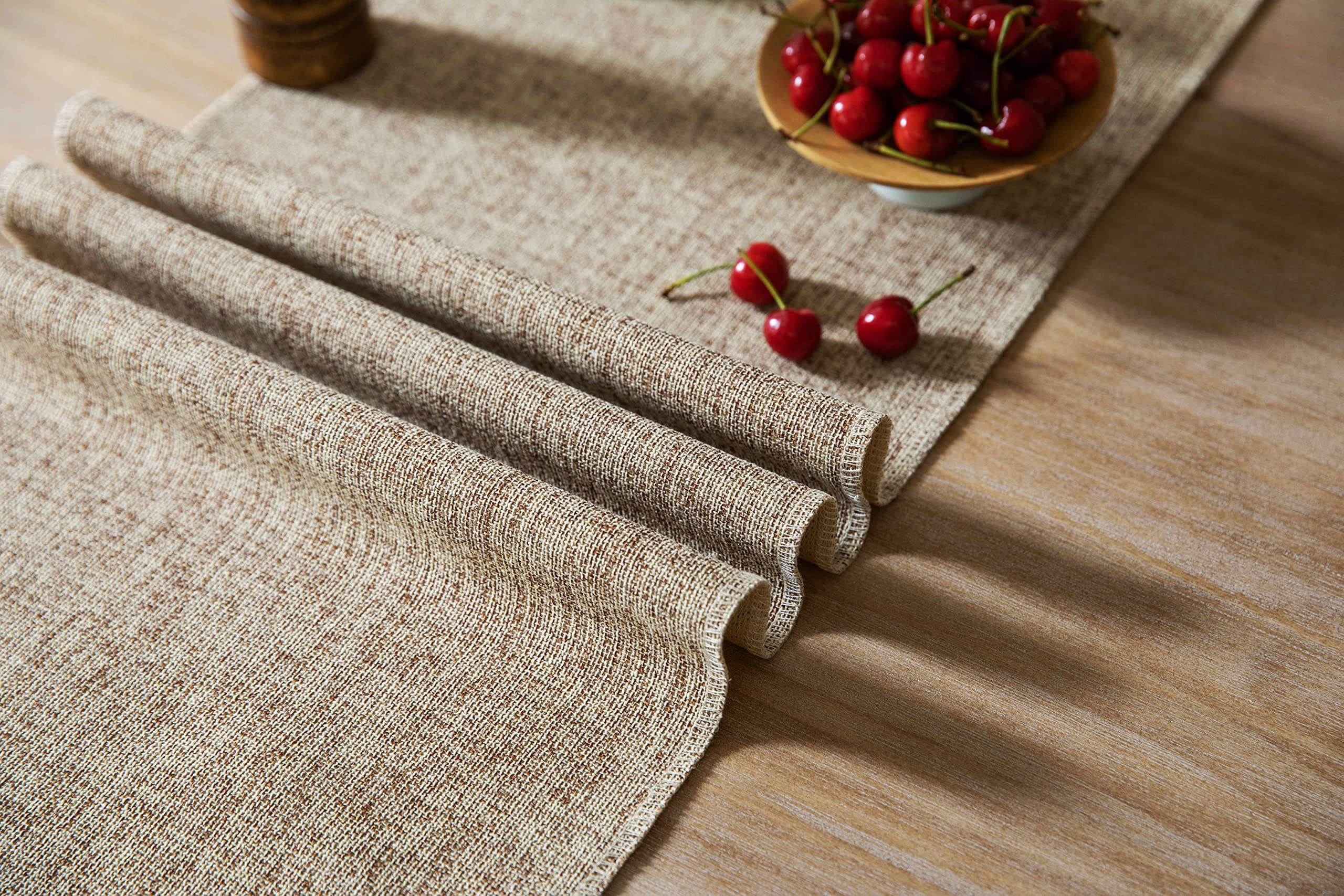 Zeemart Beige Table Runners 36 Inches Long, Burlap Linen Style Rustic Farmhouse Table Runner, Small Short Boho Coffee Table Runn