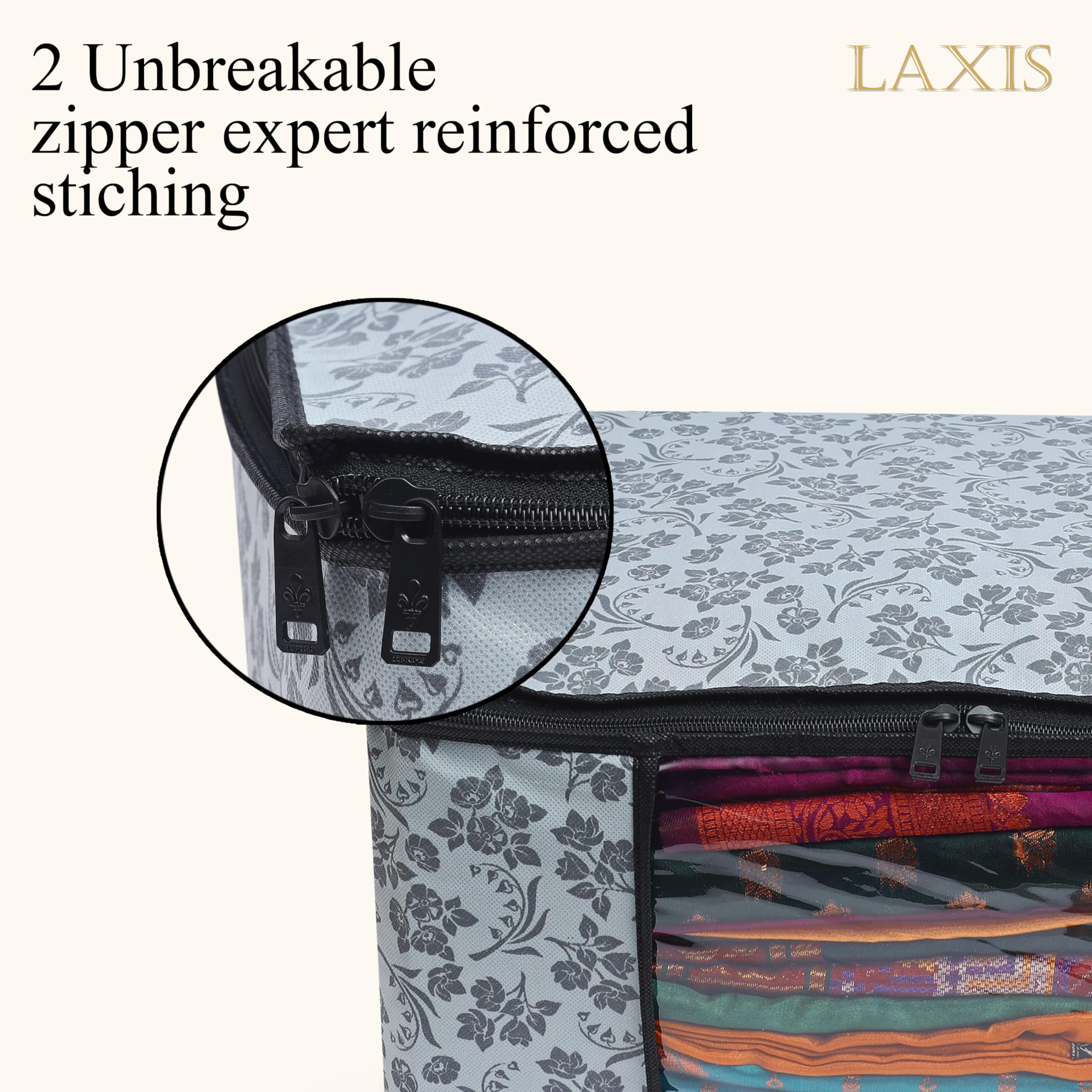 Homfil Brand - Laxis Saree Covers With Zip Non-Woven Printed Saree Cover/Saree Organizer For Wardrobe/Cloth Storage With Transpa
