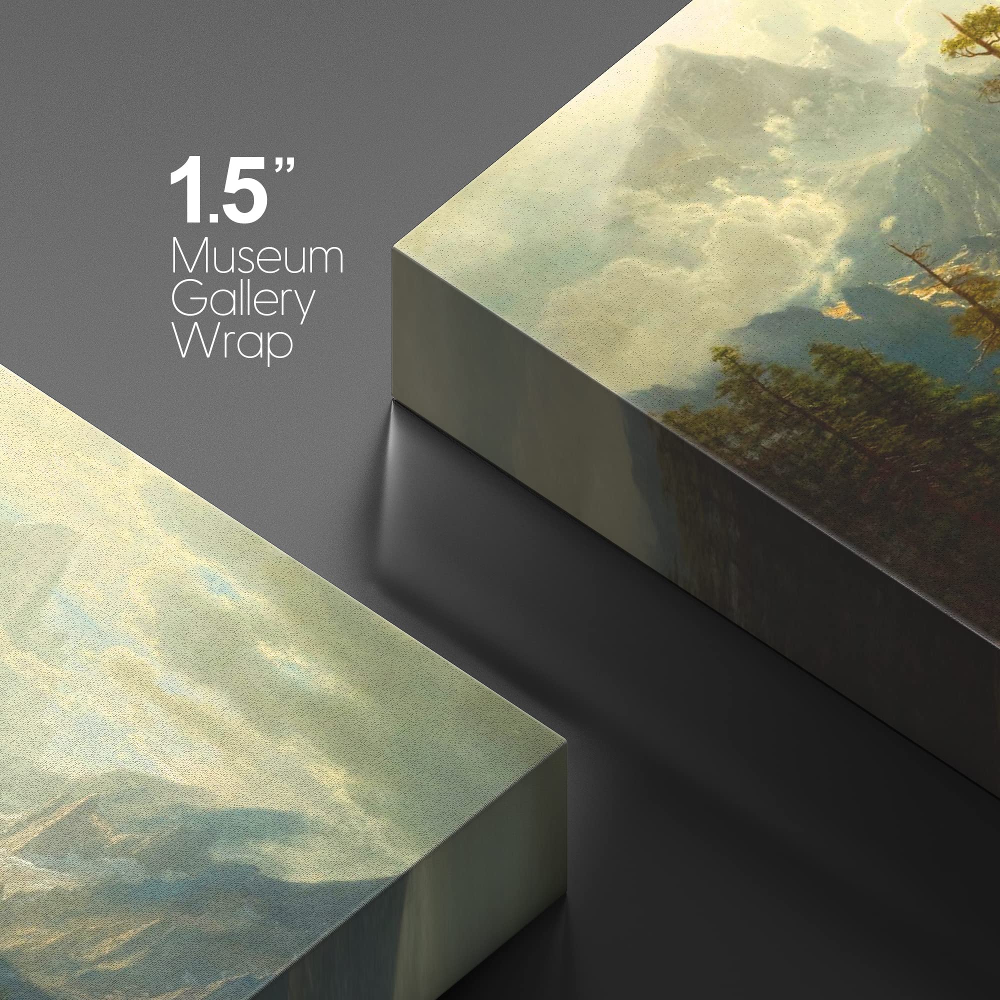 Wall26 Canvas Print Wall Art Mystic Forest & Mountain Landscape With Deer Nature Wilderness Illustrations Modern Art Rustic Scen
