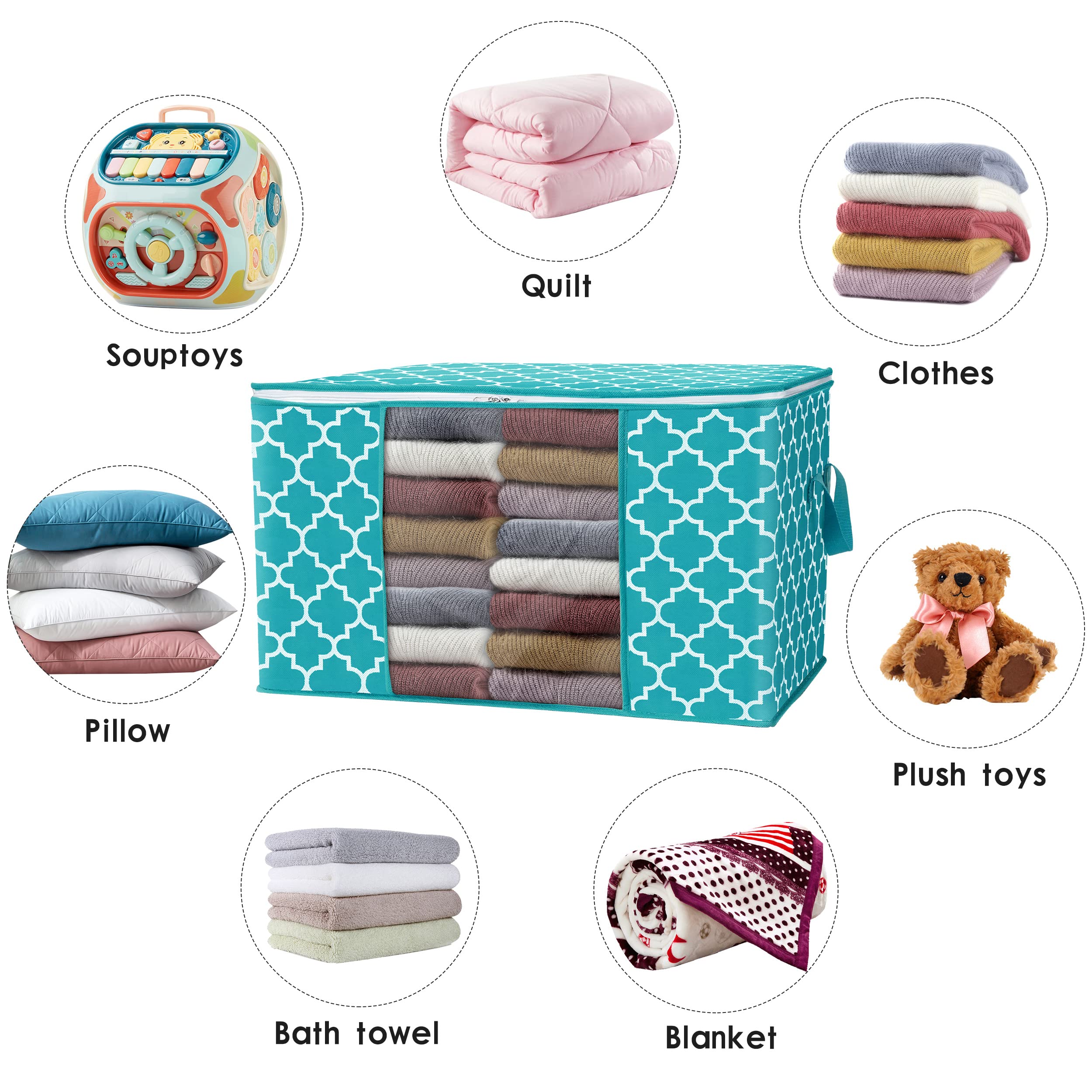 WISELIFE Storage Bags 100L 8-Pack Large Blanket Clothes Organization and Storage Containers for Bedding, Comforters, Foldable Or