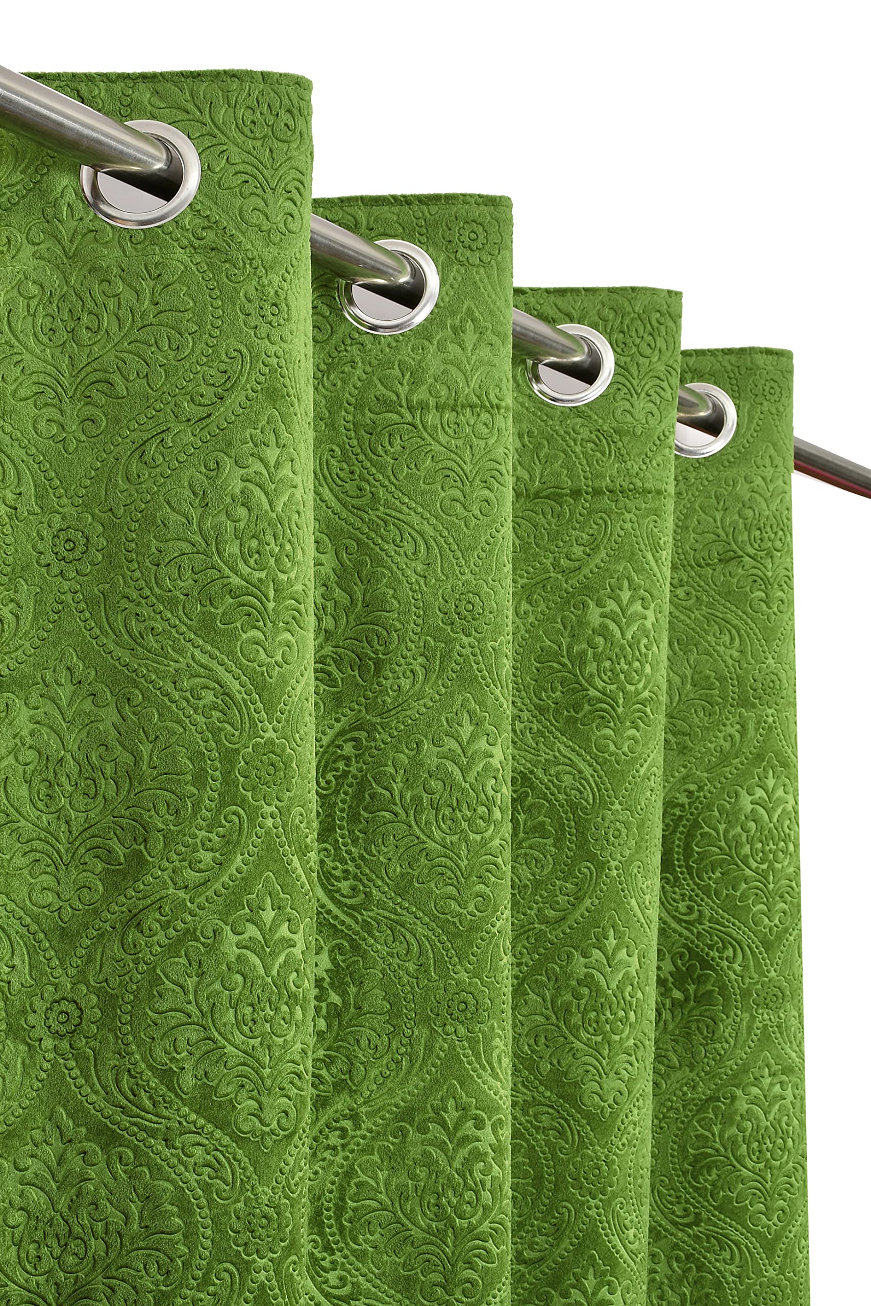 Homefab India 1 Piece Velvet Window Curtain - 5 Feet, Room Darkening Curtains, Green