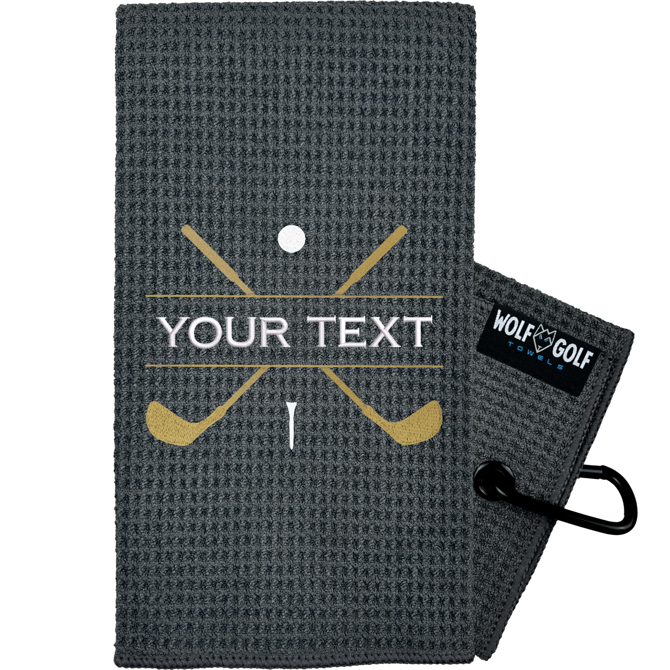 Wolf Golf Towels - Custom Golf Towel - Embroidered Golf Towels for Golf Bags with Clip - Personalized Golf Towel for Golf Bags for Men - Golf Gifts for Men