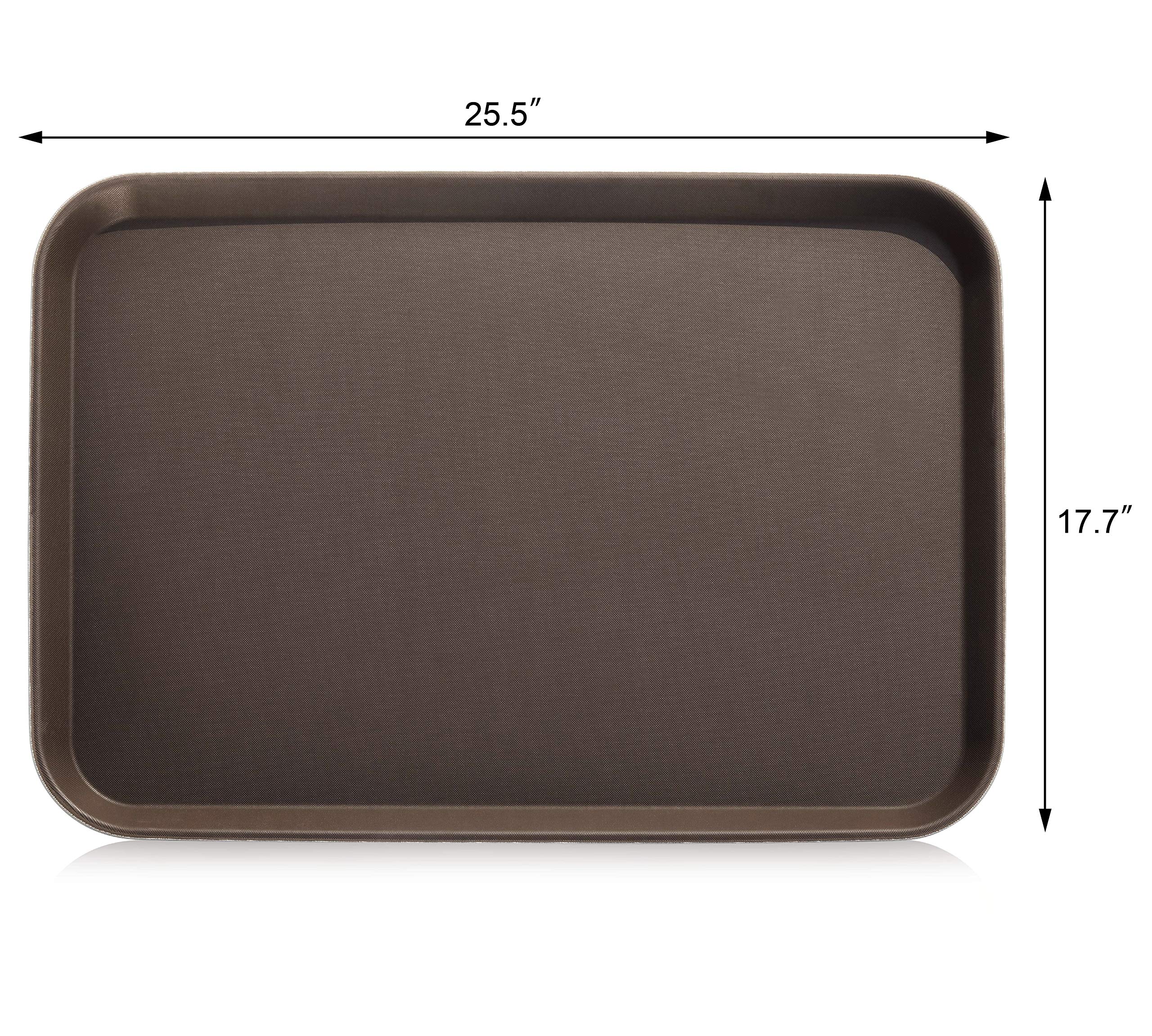 New Star Foodservice 7006971 Restaurant Grade Non-Slip Tray, Plastic, Rubber Lined, Rectangular, 18-Inch X 26-Inch, Brown