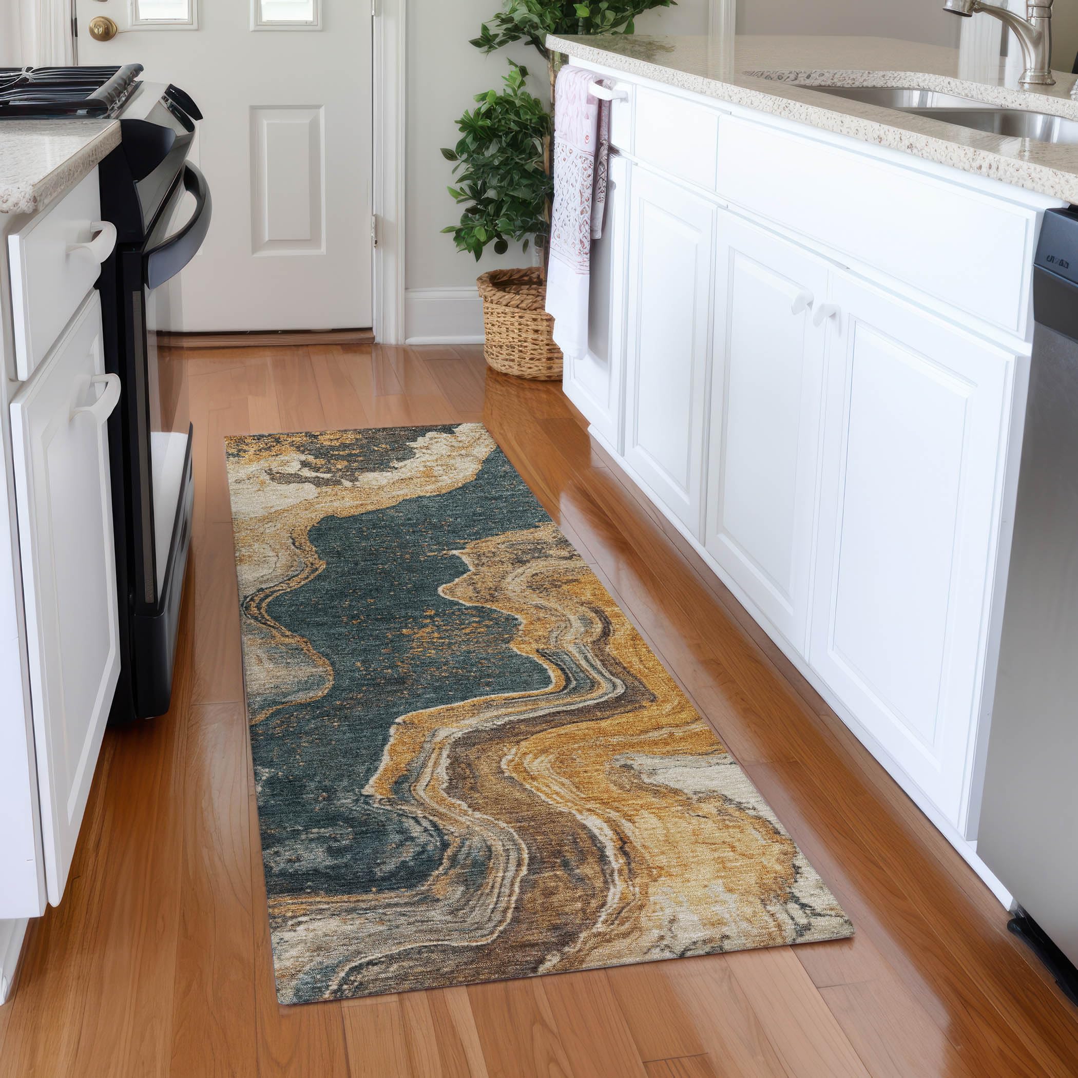 Machine Washable Indoor/Outdoor Chantille Linen 23 x 76 Runner Rug