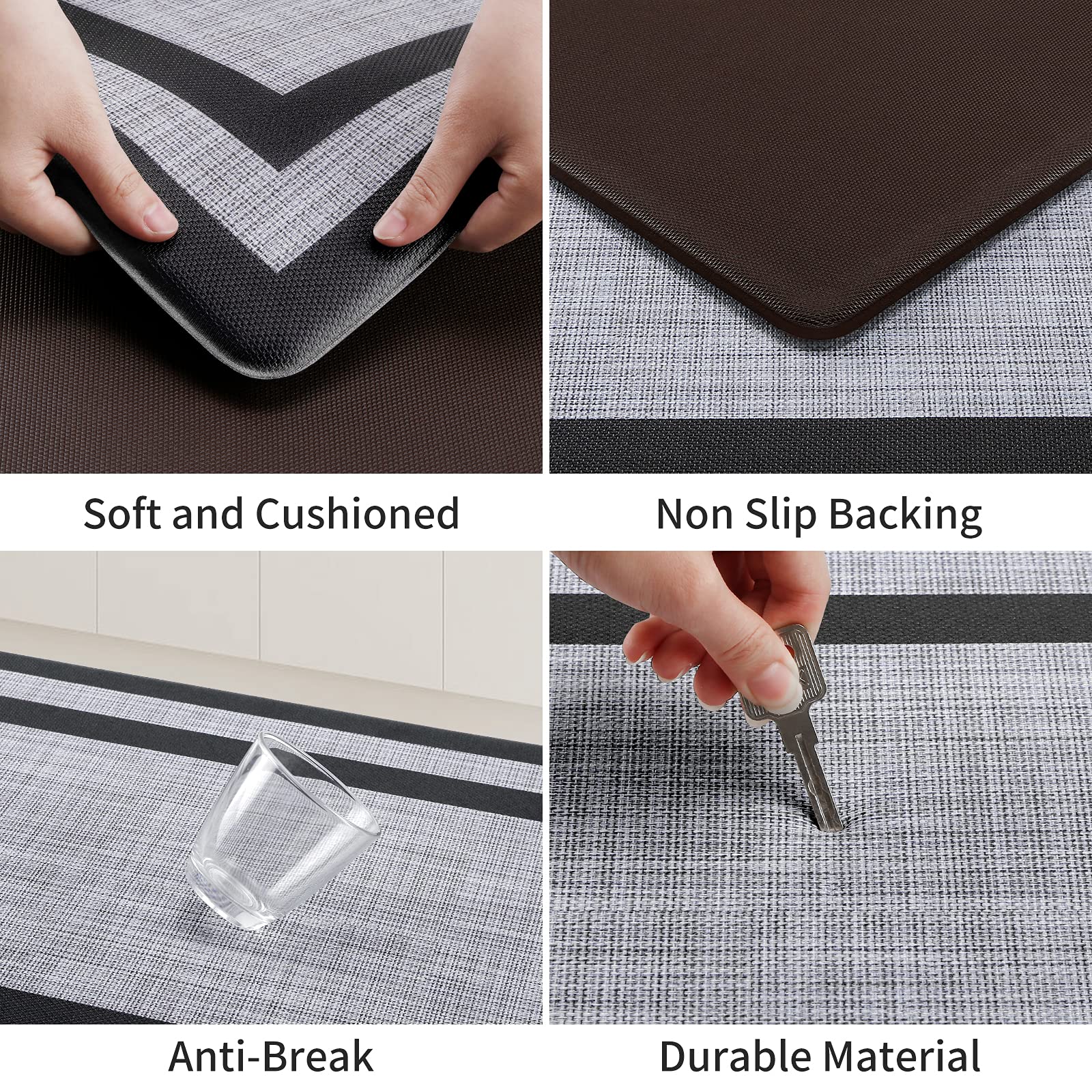 Mattitude Kitchen Mat [2 Pcs] Cushioned Anti-Fatigue Non-Skid Waterproof Rugs Ergonomic Comfort Standing Mat For Kitchen, Floor,