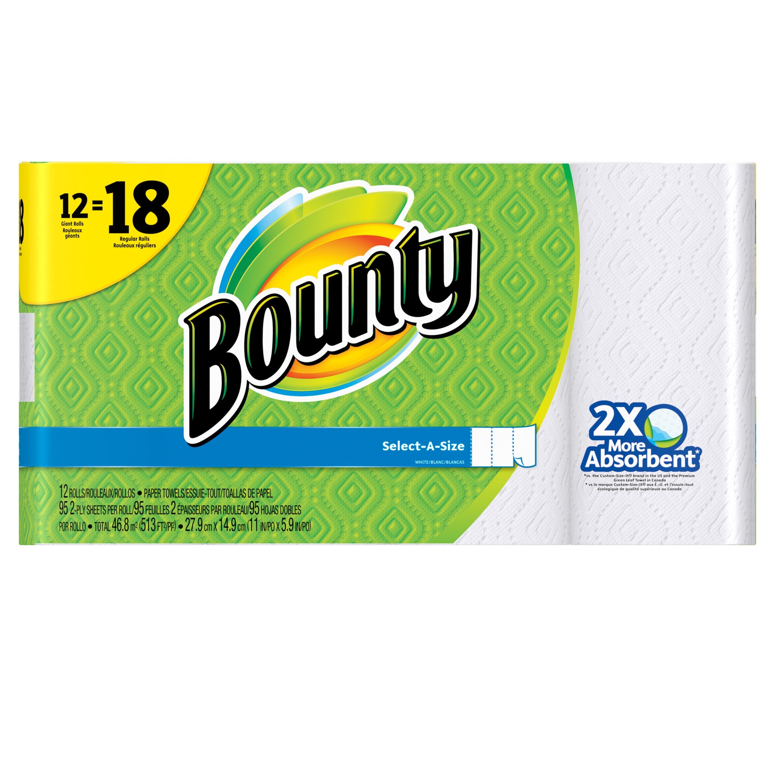 Bounty Select-A-Size Paper Towels, White, 12 Count