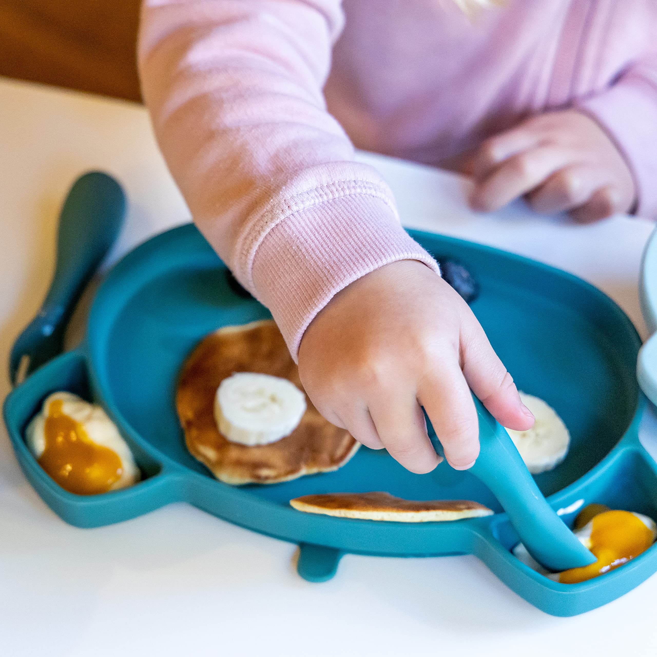 TUM TUM Baby Cutlery with Case, Baby Spoon & Fork Set, Baby Cutlery for Babies, First self Feeding Cutlery, Silicone Baby Spoon