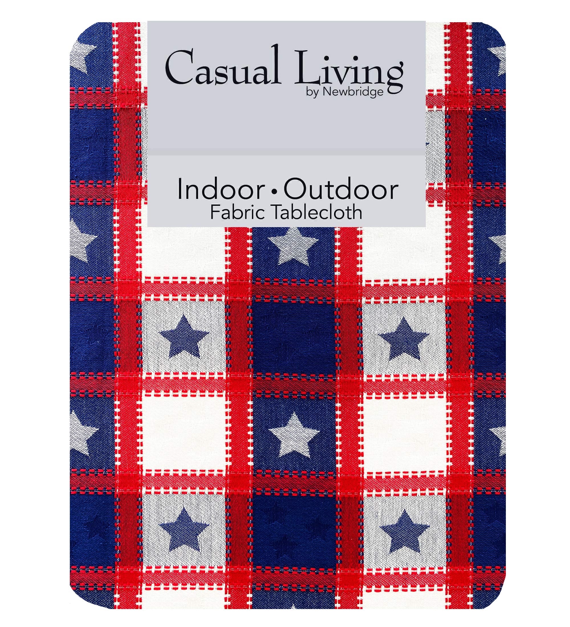 Newbridge American Cottage Star Check Cotton Weave Fabric Napkin Set, Indoor Outdoor Country Rustic Patriotic Woven Plaid Napkin
