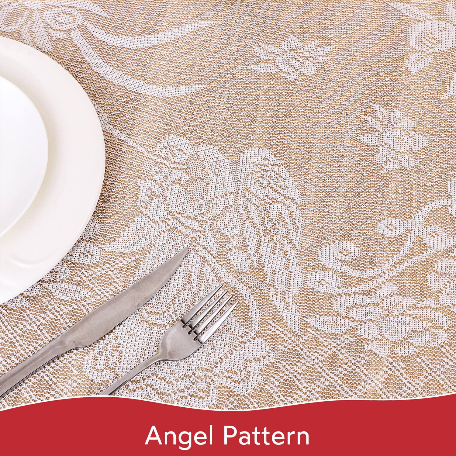 Wubodti Christmas White Lace Rectangular Tablecloths Angel Pattern Floral Embroidered Table Linens For Baby Showers Wedding Part
