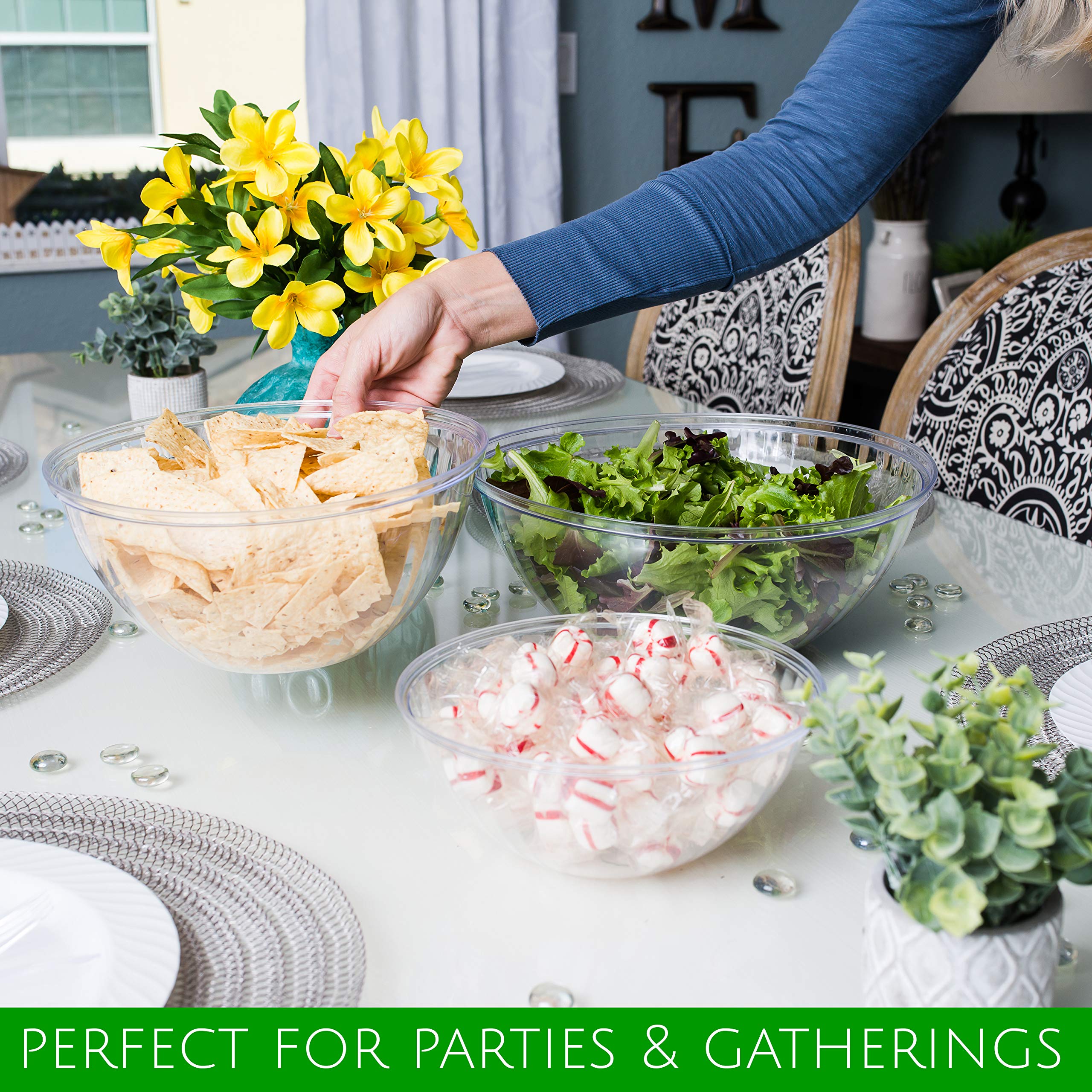 Plasticpro Disposable 150 Ounce Round Crystal Clear Plastic Serving Bowls For Snack Or Chip ,Candy Dish, Party Salad Container P