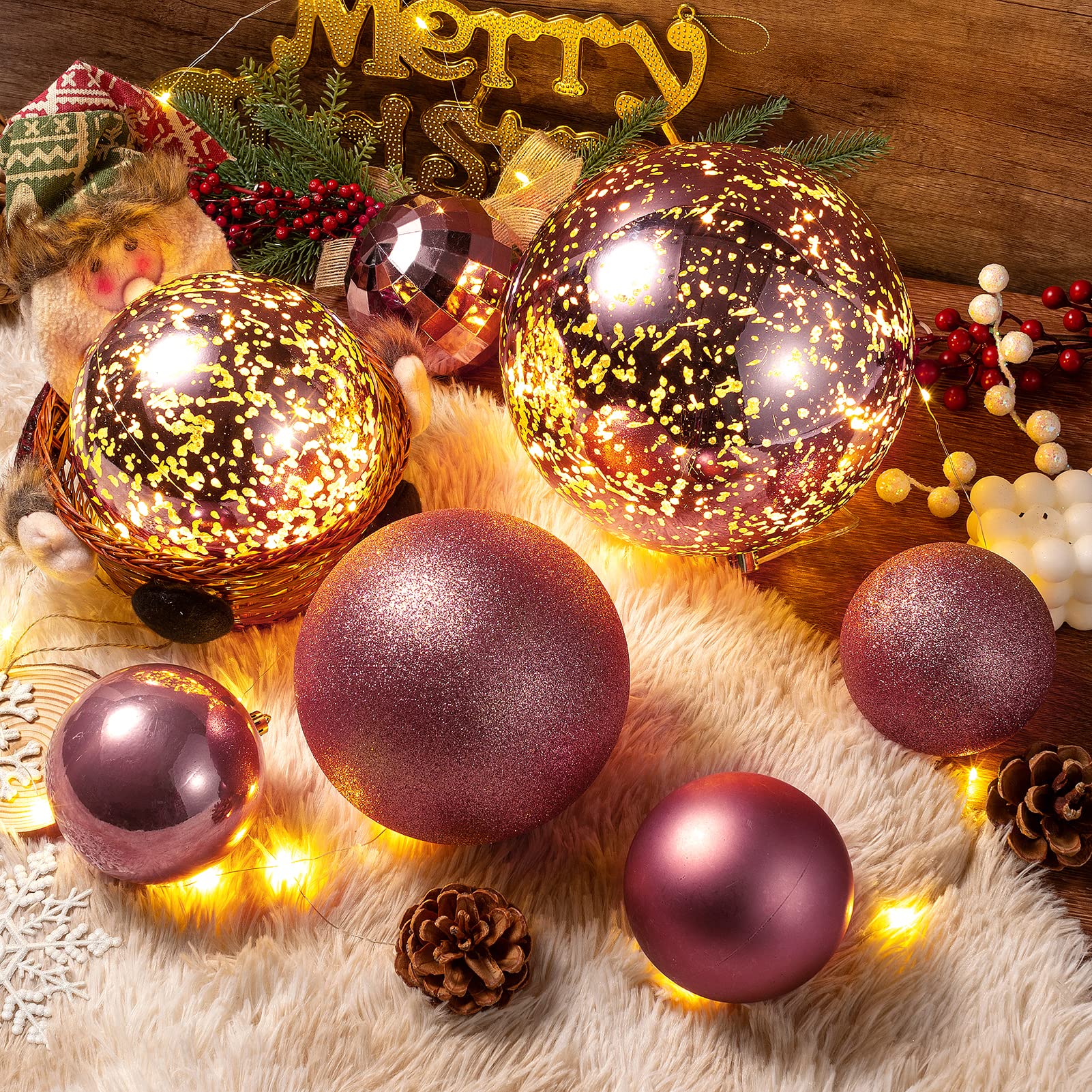 XmasExp 8in Large Christmas Ornaments Christmas Ball Ornaments Giant Tree Decoration Shatterproof Decorative Hanging Balls for H