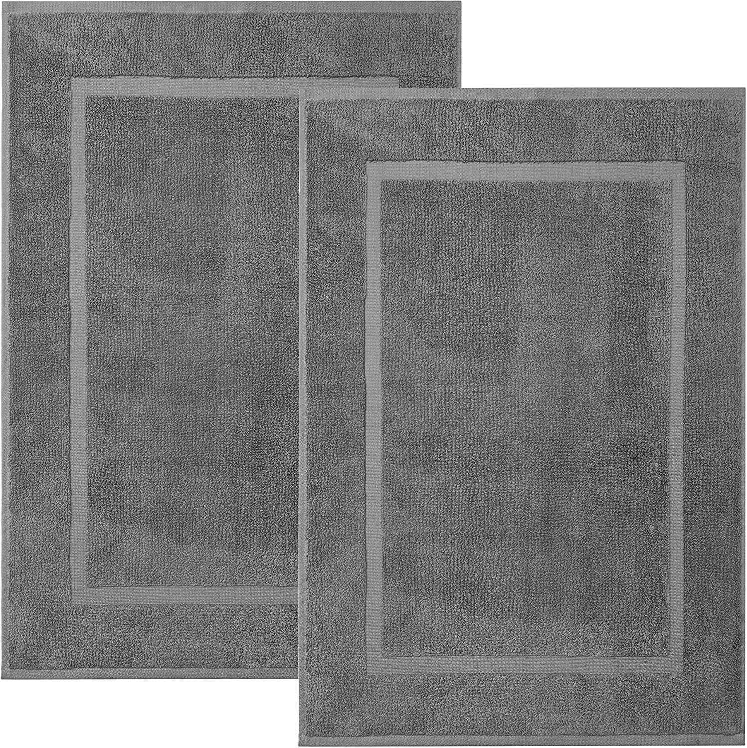Eco Towels Cotton Banded Bath Mats 2 Pack, [Not A Bathroom Rug], 22''X34'' (Grey)