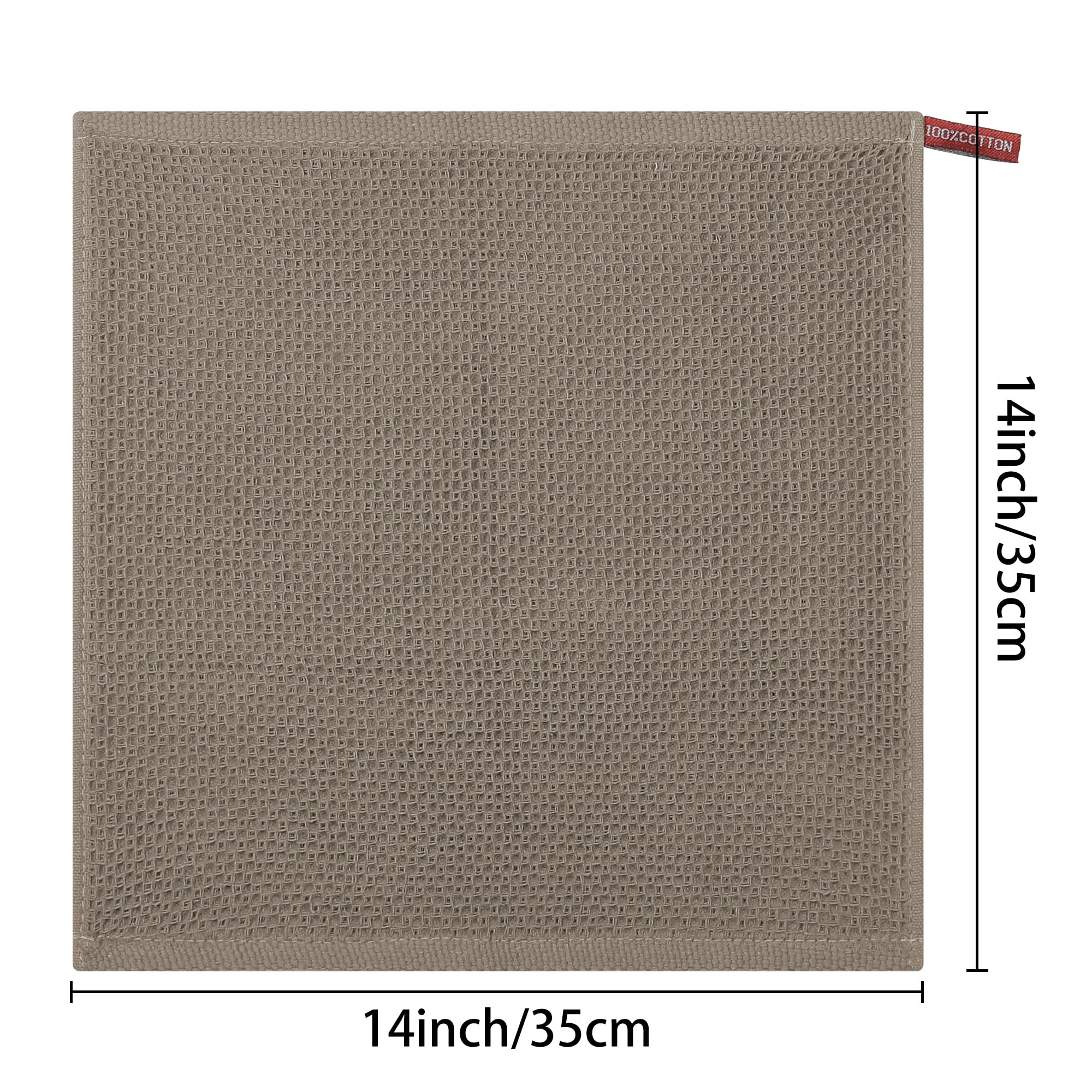 Uxcell 100% Cotton Dish Clothes, Double-Sided Waffle Weave Kitchen Towels, Absorbent Kitchen Dish Cloths, 14'' X 14'' 6 Pack Bro