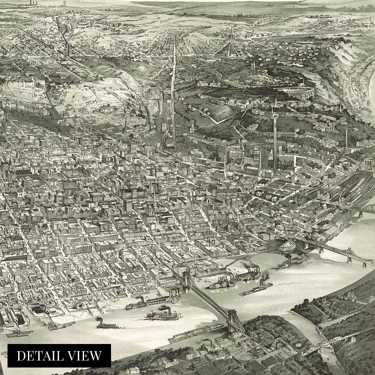 Historix Vintage 1900 Cincinnati Ohio Map - 24X36 Inch Vintage Map Of Cincinnati Wall Art - Old Cincinnati Poster - Historic Cin