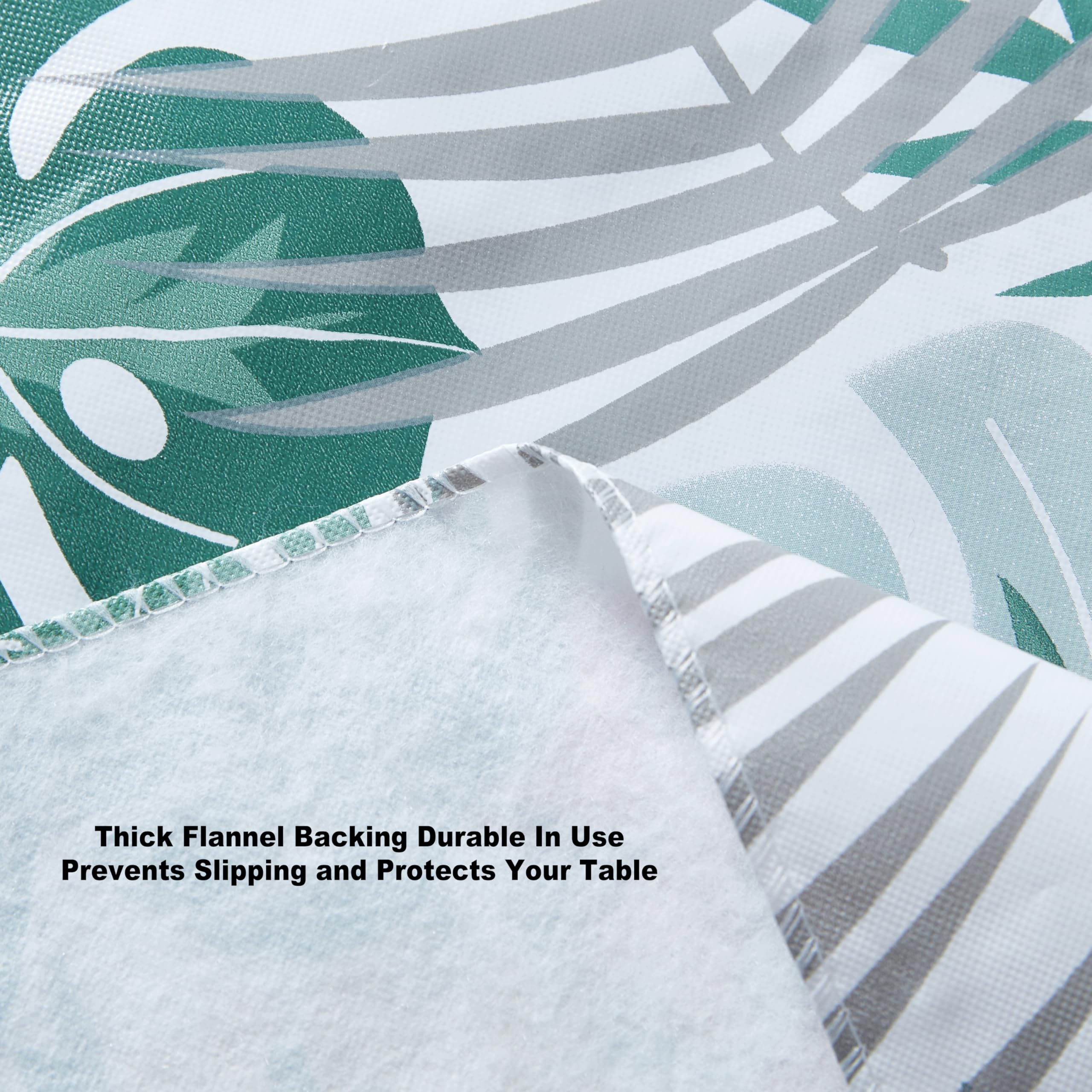 Newbridge Oval Flannel Back Vinyl Tablecloth, 60 X 84 Inch, Palm Springs Tropical, Indoor/Outdoor Waterproof Vinyl Table Cloth,