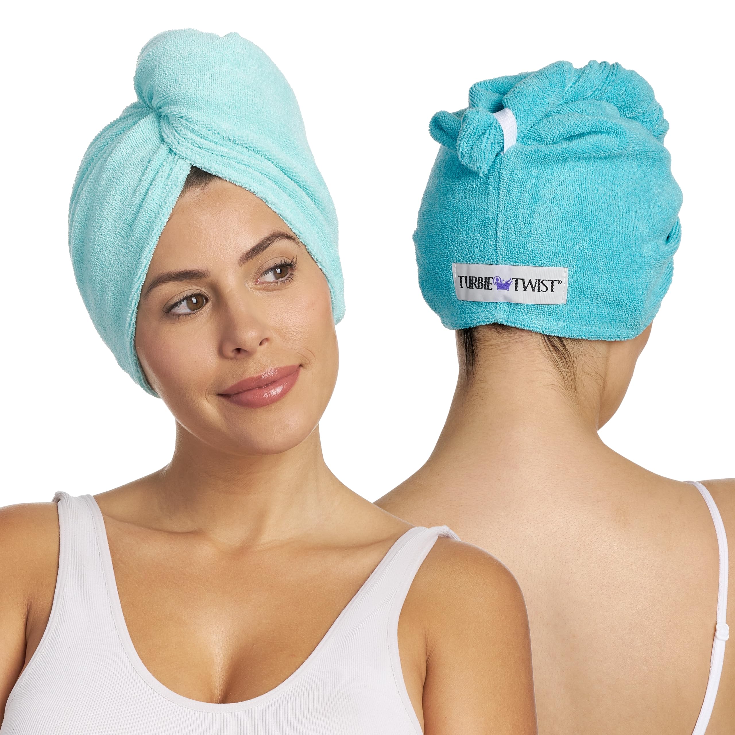 Turbie Twist 2-Pack Microfiber Hair Towel for Beauty, Travel, Gifting - Wrap Turban for Straight, Wavy & Curly Hair - Premium Pe
