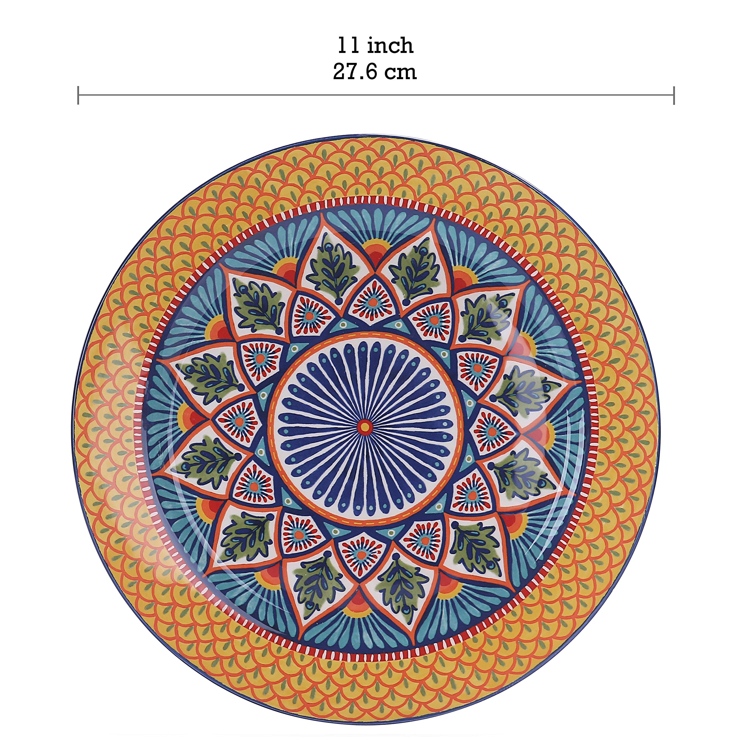 Bico Havana Ceramic Dinner Plates, Microwave & Dishwasher Safe, Set Of 4, 11 Inch, For Pasta, Salad, Maincourse