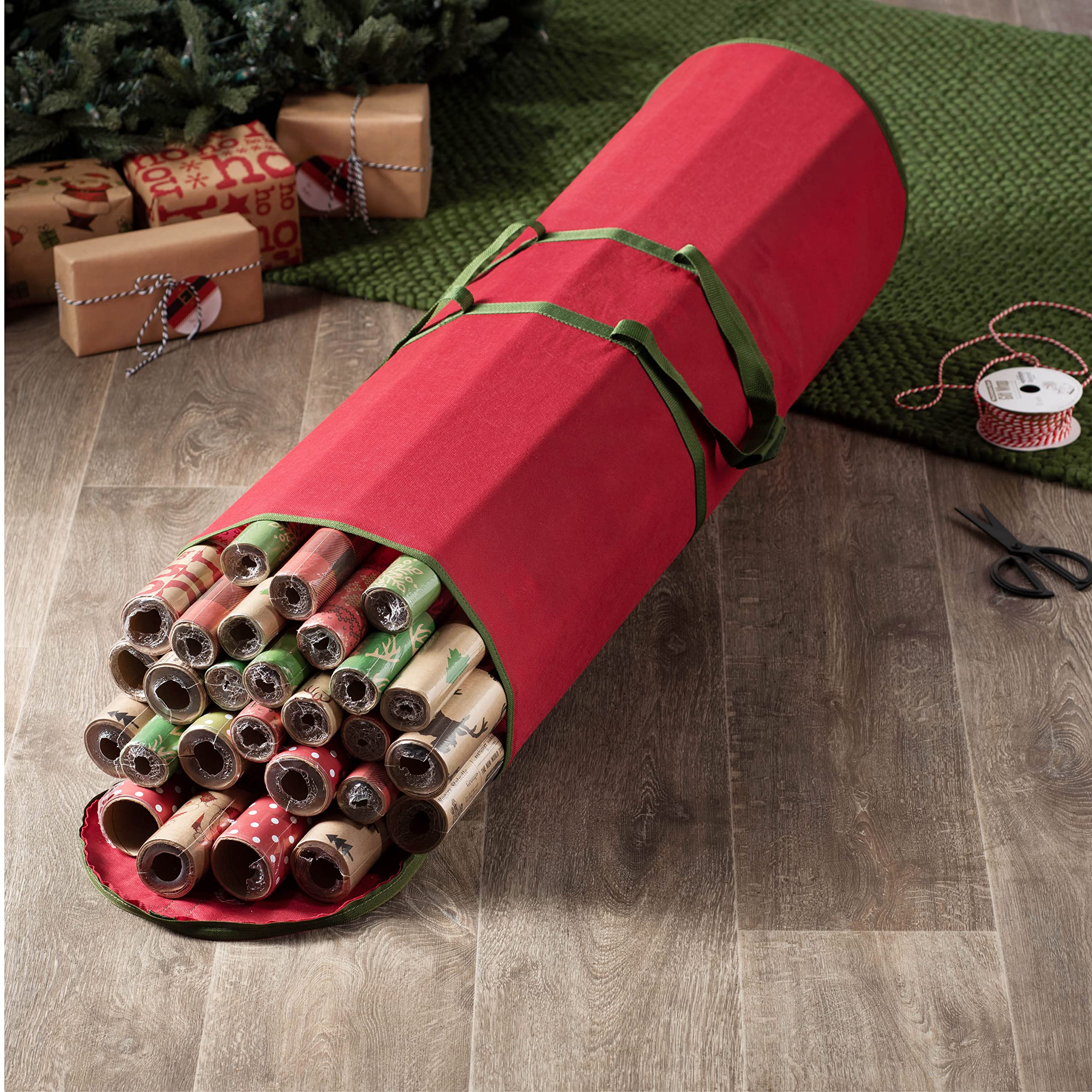 ZOBER Round Christmas Gift Wrapping Paper Organizer Storage - 40 Inch Gift Wrap Storage Containers - Wrapping Paper Holder, Wate