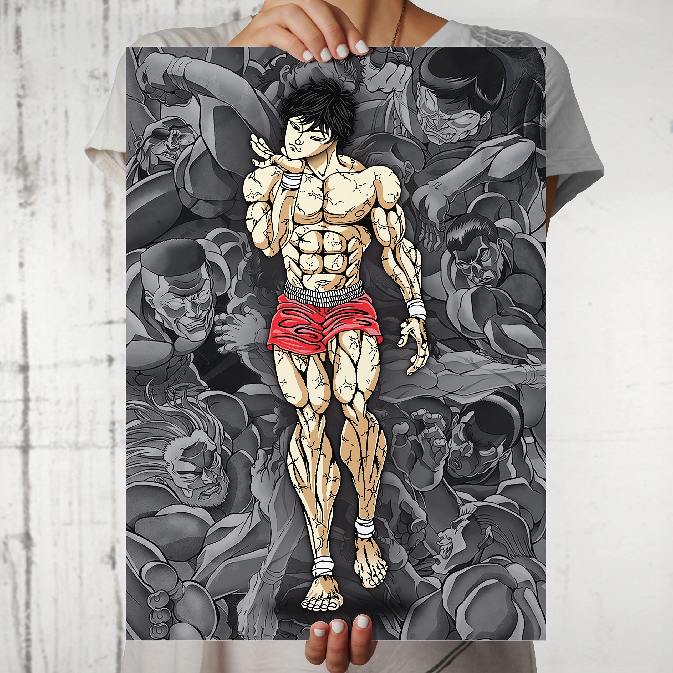 Epic Stuff - Baki - The Grappler Design A4 Wall Poster (With Frame) - Best Gifts For Baki/Anime Fandom/Great Accessory For Home