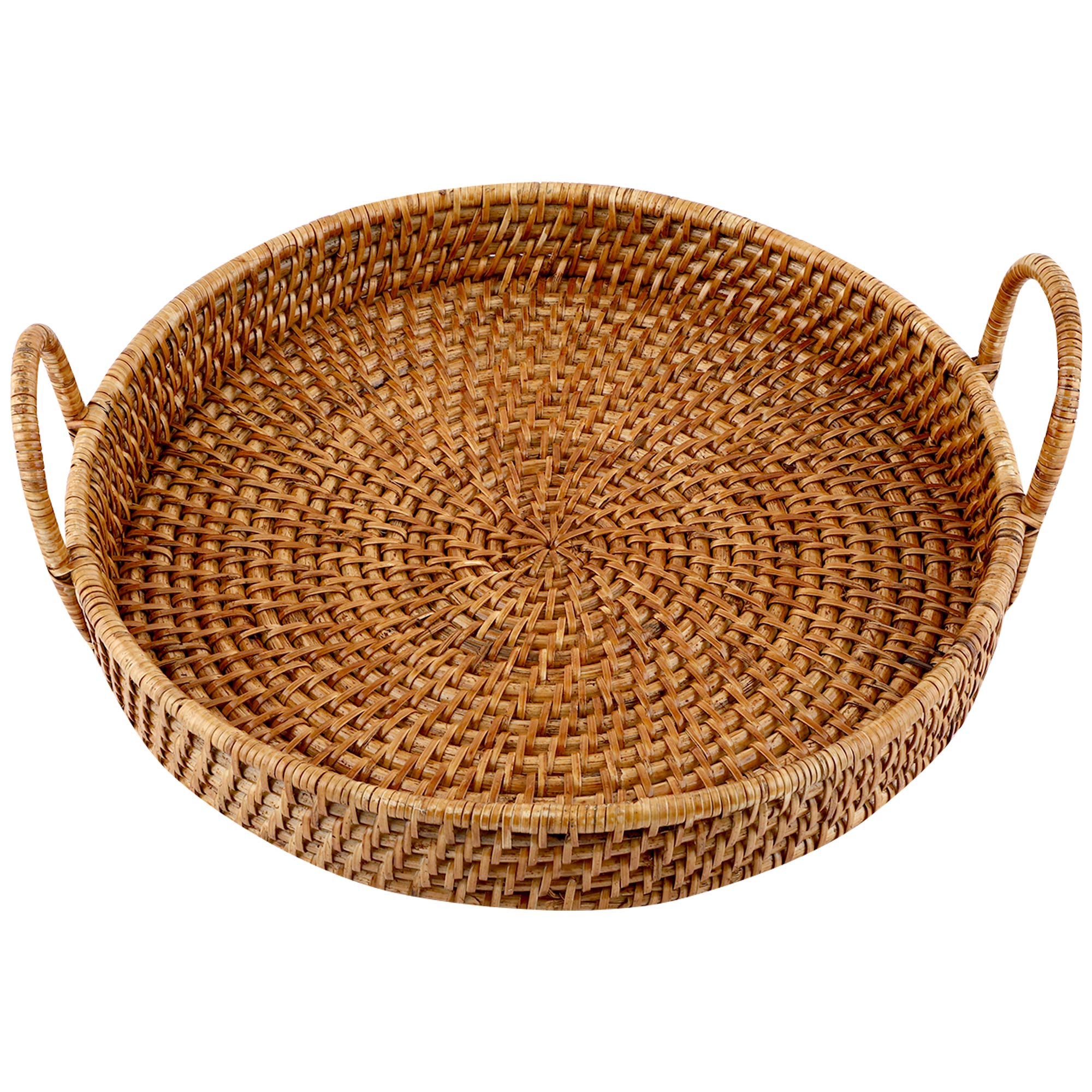 AKWAY Wicker Serving Tray Wooden Serving Tray For Home | Dining Table Decorative Round Shape Trays | Serving Tray For Party Gues