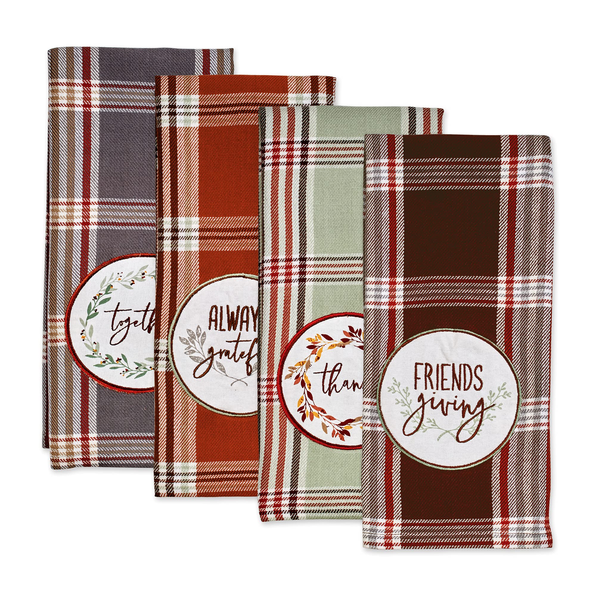 DII Thanksgiving Cozy Picnic  Plaid Dishtowel Set of 4