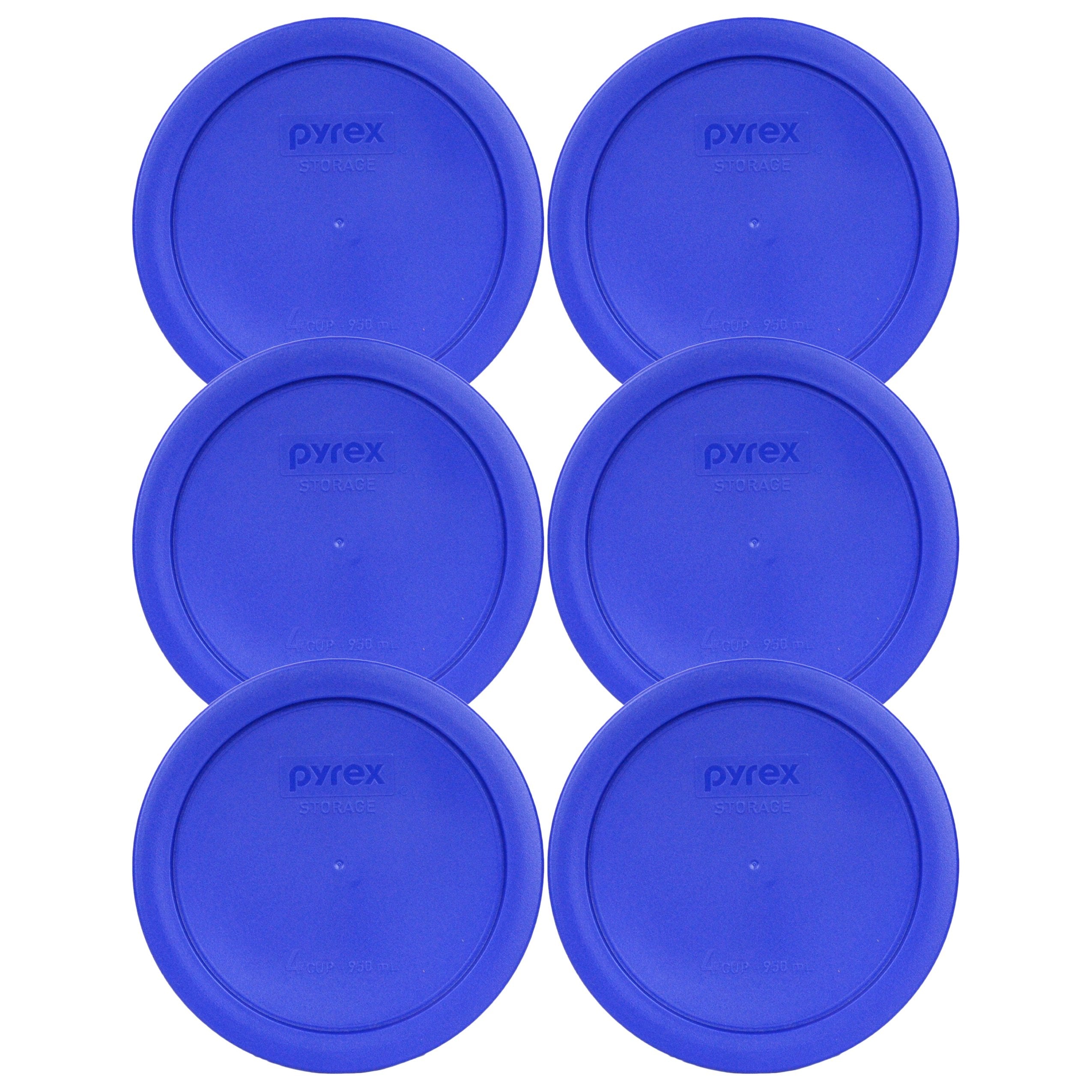 Pyrex 7201-PC 4-Cup Cadet Blue Food Storage Replacement Lid (6-Pack) - Made in USA