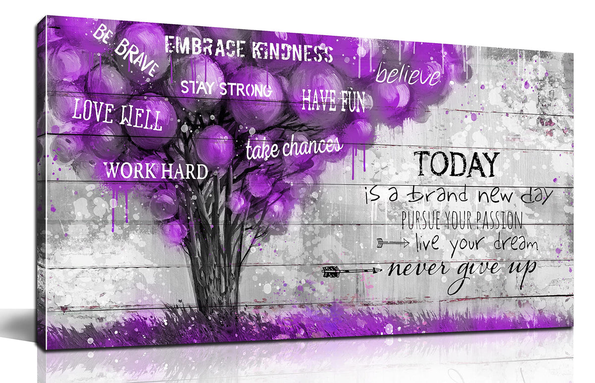 Purple Trees Canvas Wall-Art - Inspirational Posters For Bedroom - Canvas Wall Art For Bedroom Women Ready To Hang Size 20'' X 4