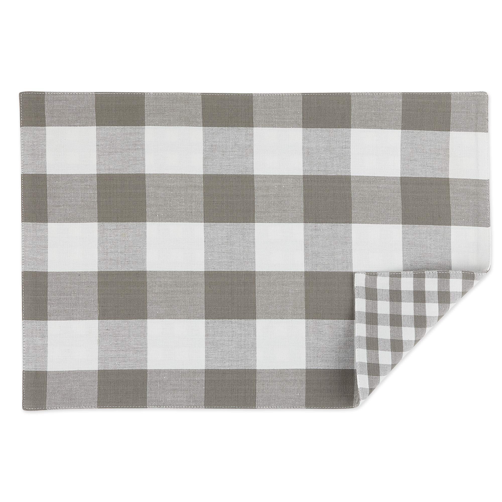 Dii Gingham Check Tabletop Collection, Gray, Placemat Set