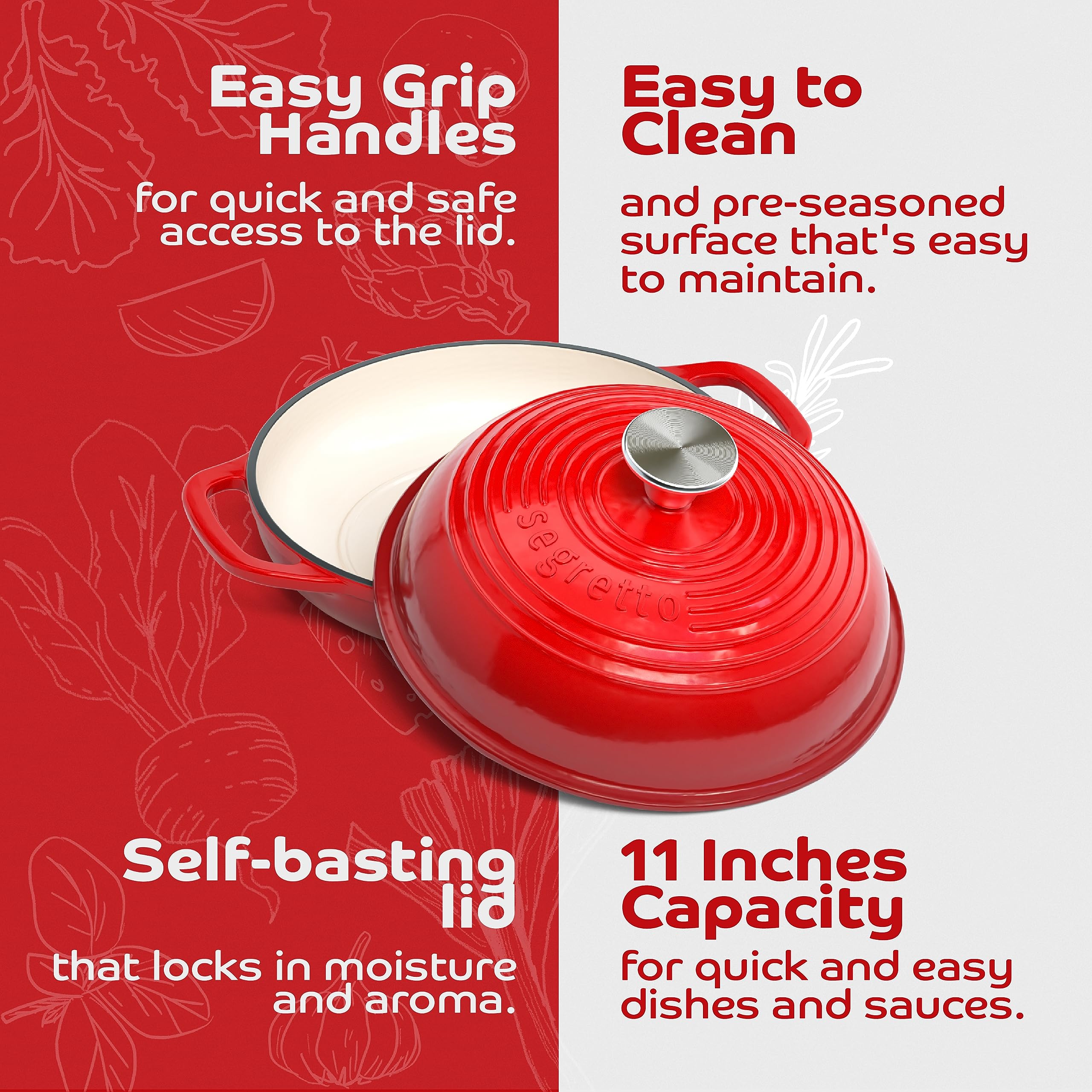 Enameled Cast Iron Bread Pan With Lid, 11    Red Bread Oven Cast Iron Sourdough Baking Pan, Dutch Oven For Bread, No Seasoning N