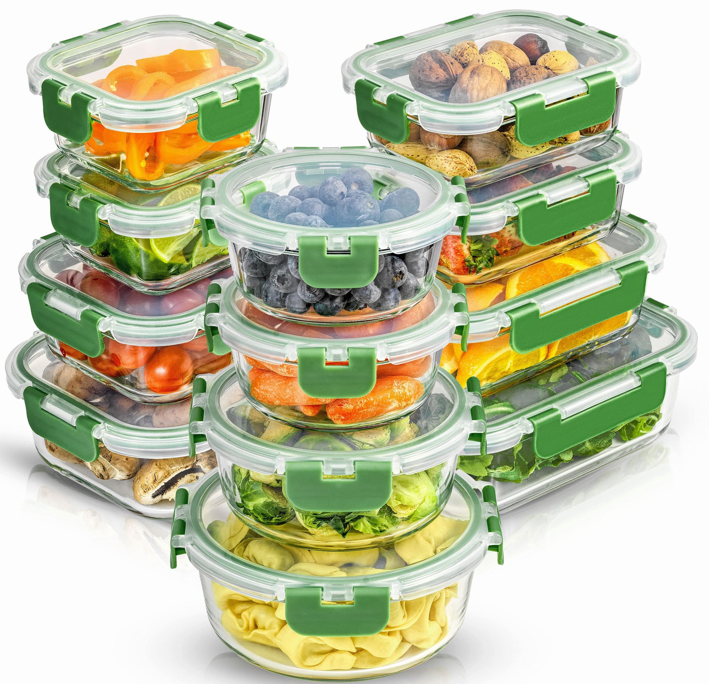 Joyjolt Joyful 24Pc Borosilicate Glass Storage Containers With Lids. 12 Airtight, Freezer Safe Food Storage Containers, Pantry K
