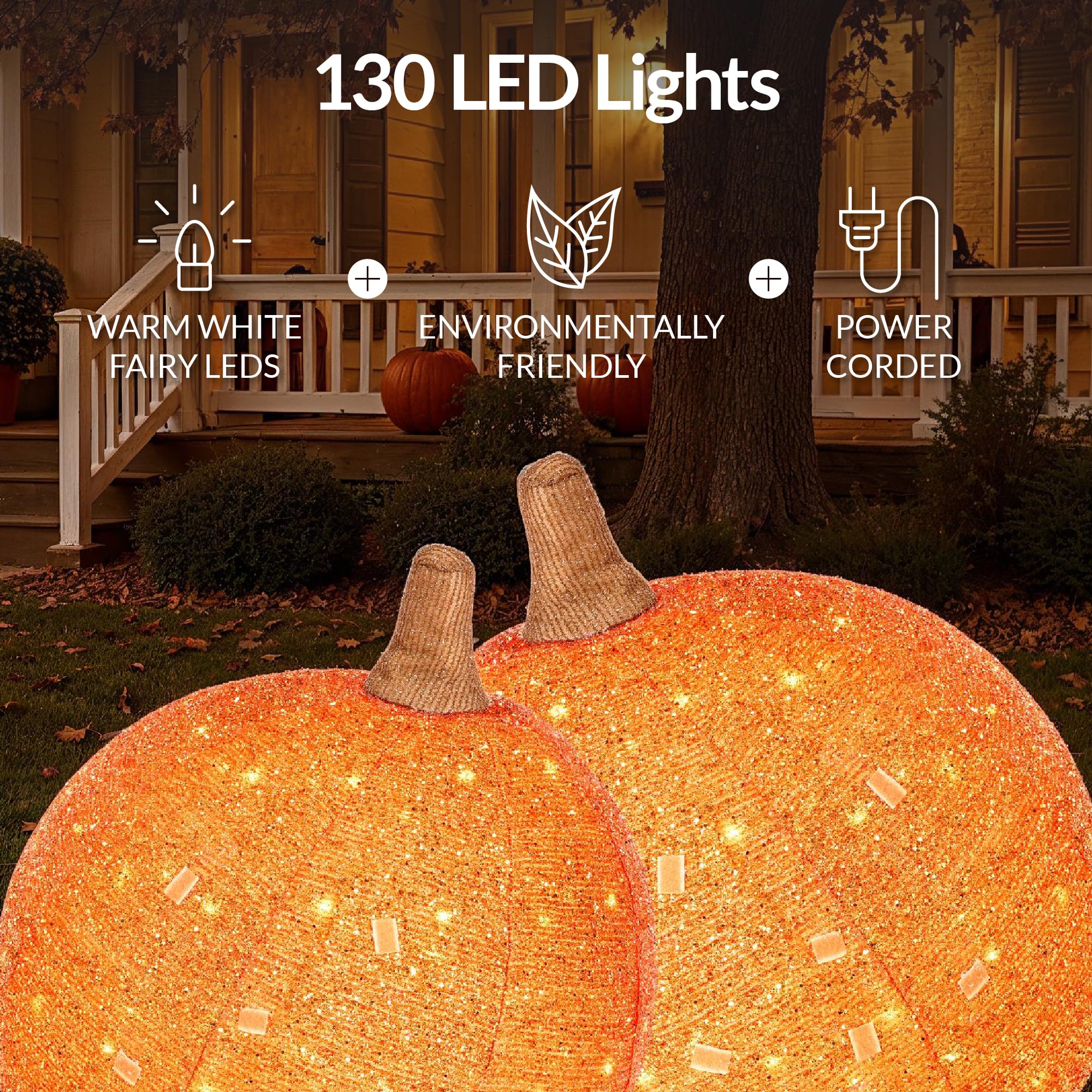 Best Choice Products 2pc Lighted Pop-Up Outdoor Halloween Pumpkin Set with Removeable Face, Fall Harvest Holiday Ball Decoration