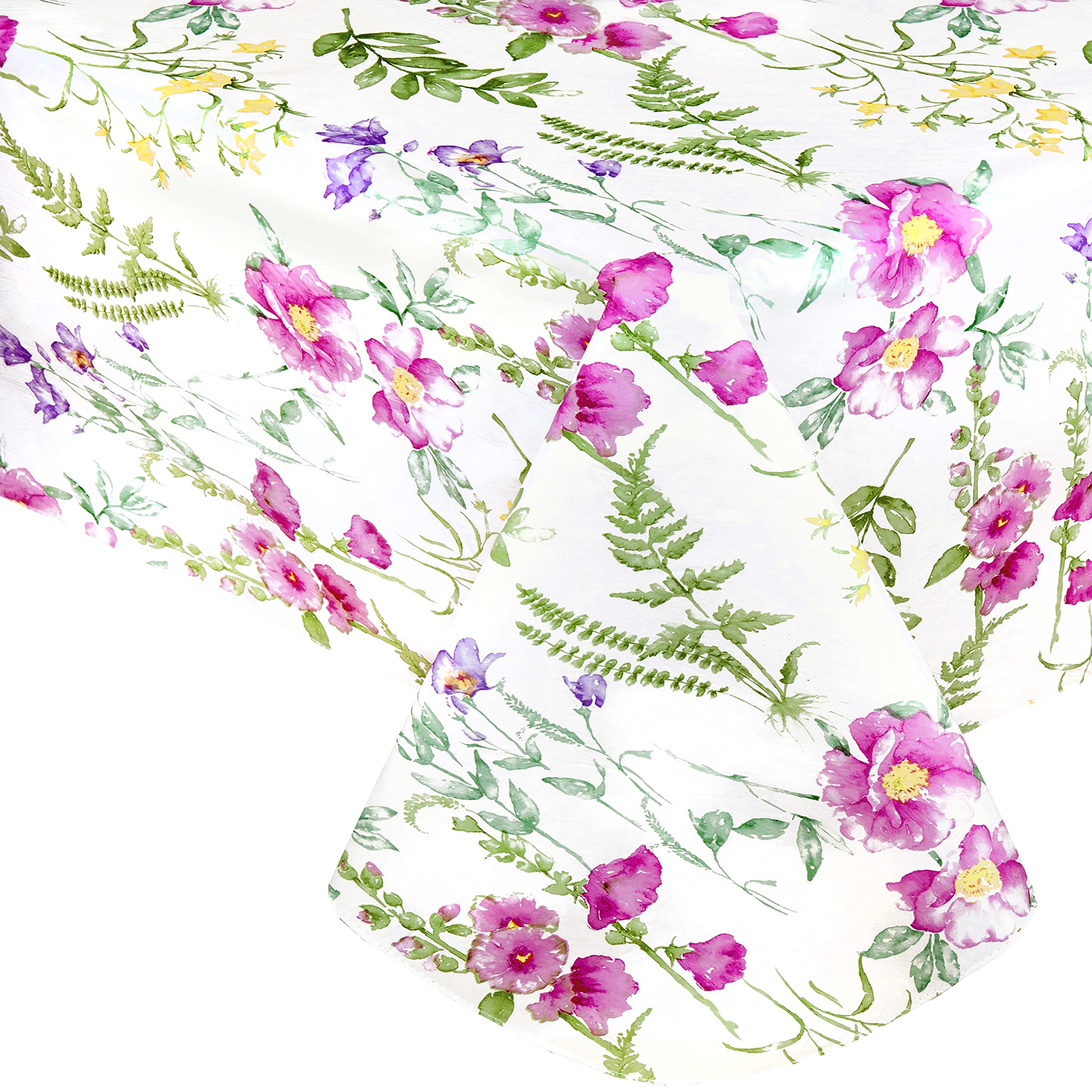 Newbridge Wildflower Fields Floral Vinyl Flannel Backed Tablecloth  Wild Flowers Easy Care Vinyl Tablecloth with Flannel Backing  52 Inch x 52 Inch Square