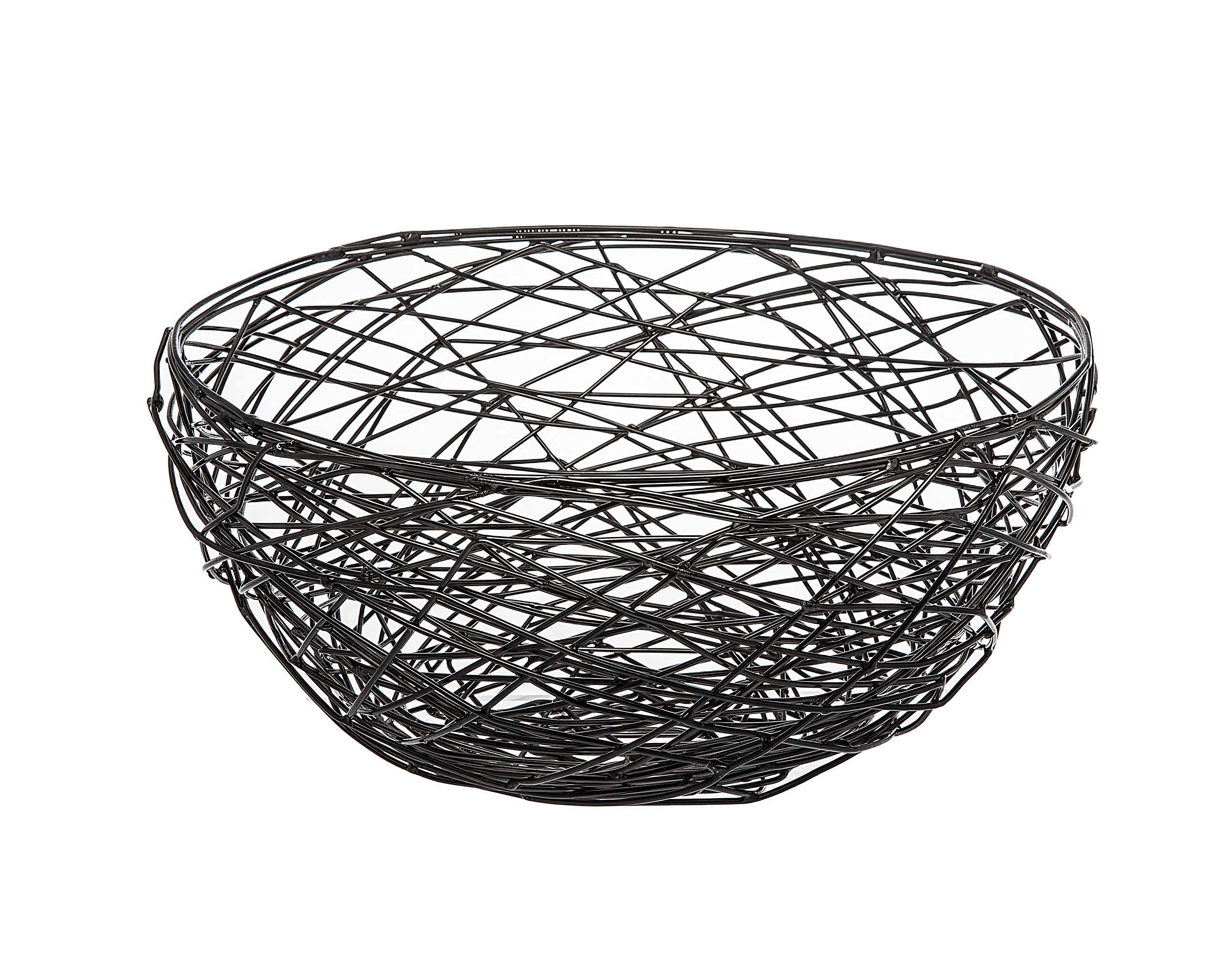 Godinger Decorative Nest Fruit Bowl Centerpiece Food Serveware 8 Inch - Black