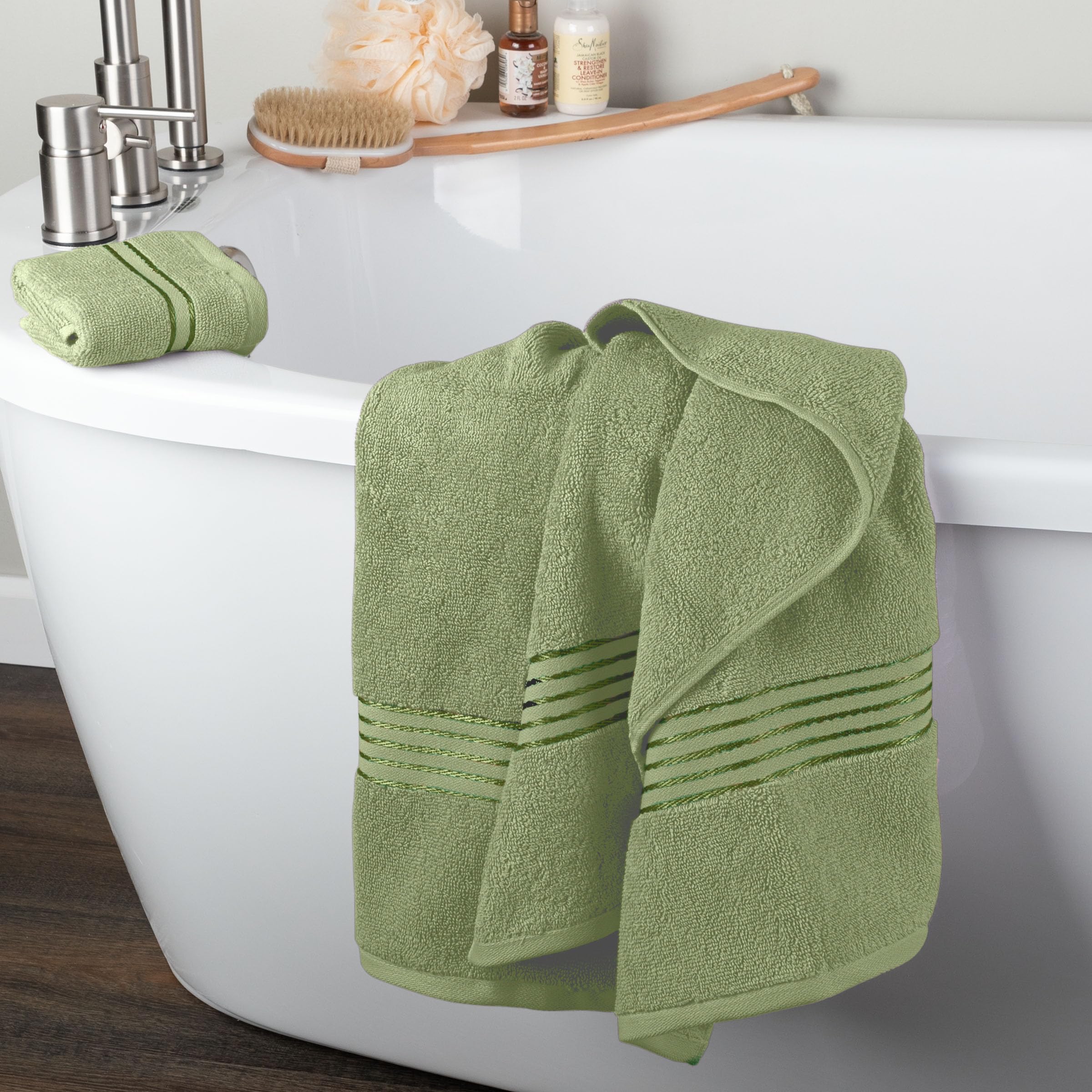 Lavish Home 100% Cotton Hotel 6 Piece Towel Set - Green  28''x54.5''x0.25''