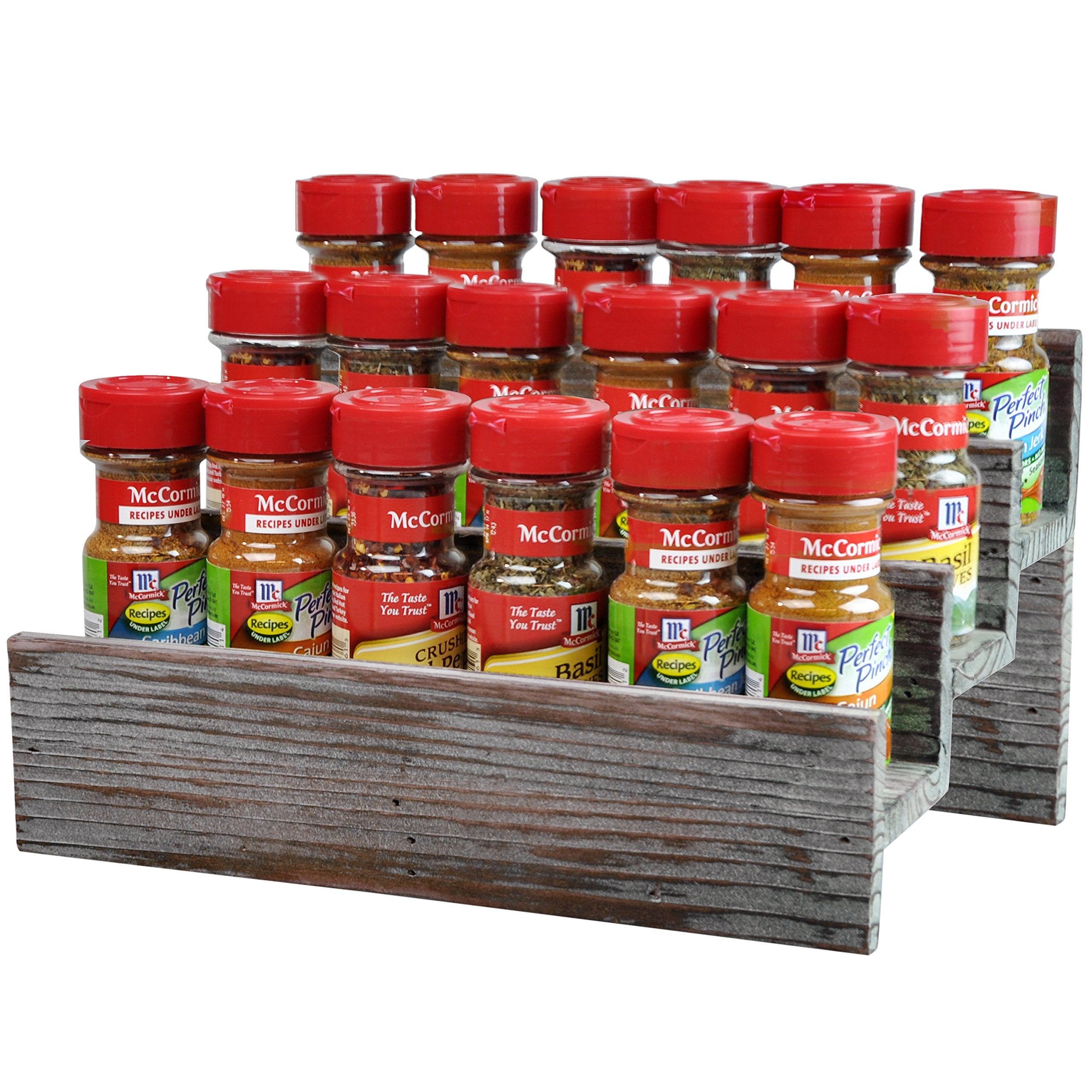 Mygift Rustic Torched Wood Spice Jar Organizer Rack With 3 Tier Stair Design, Kitchen Countertop Seasoning And Condiment Storage