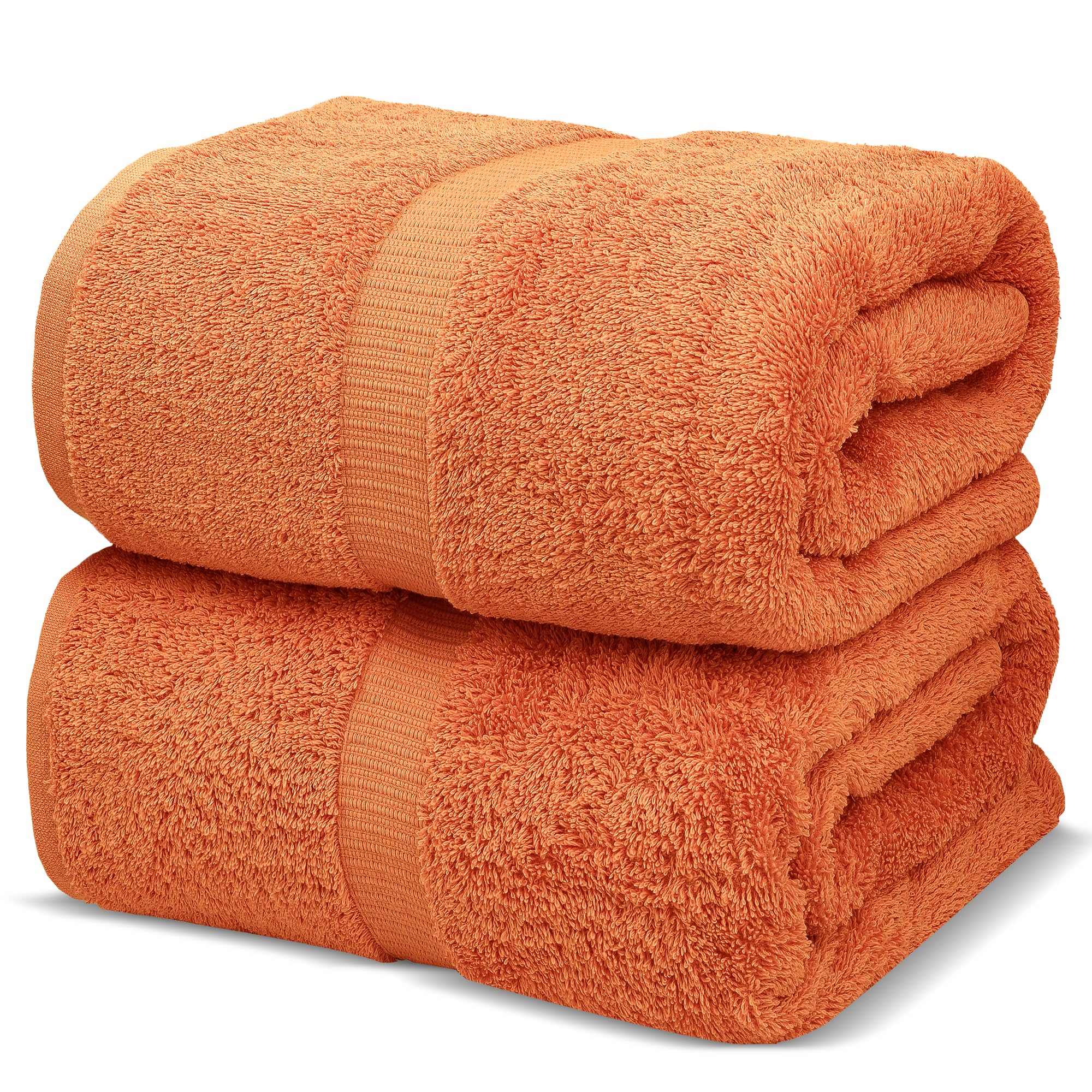 Towel Bazaar Premium Turkish Cotton Super Soft And Absorbent Towels (2-Piece Bath Sheet Towel, Coral)