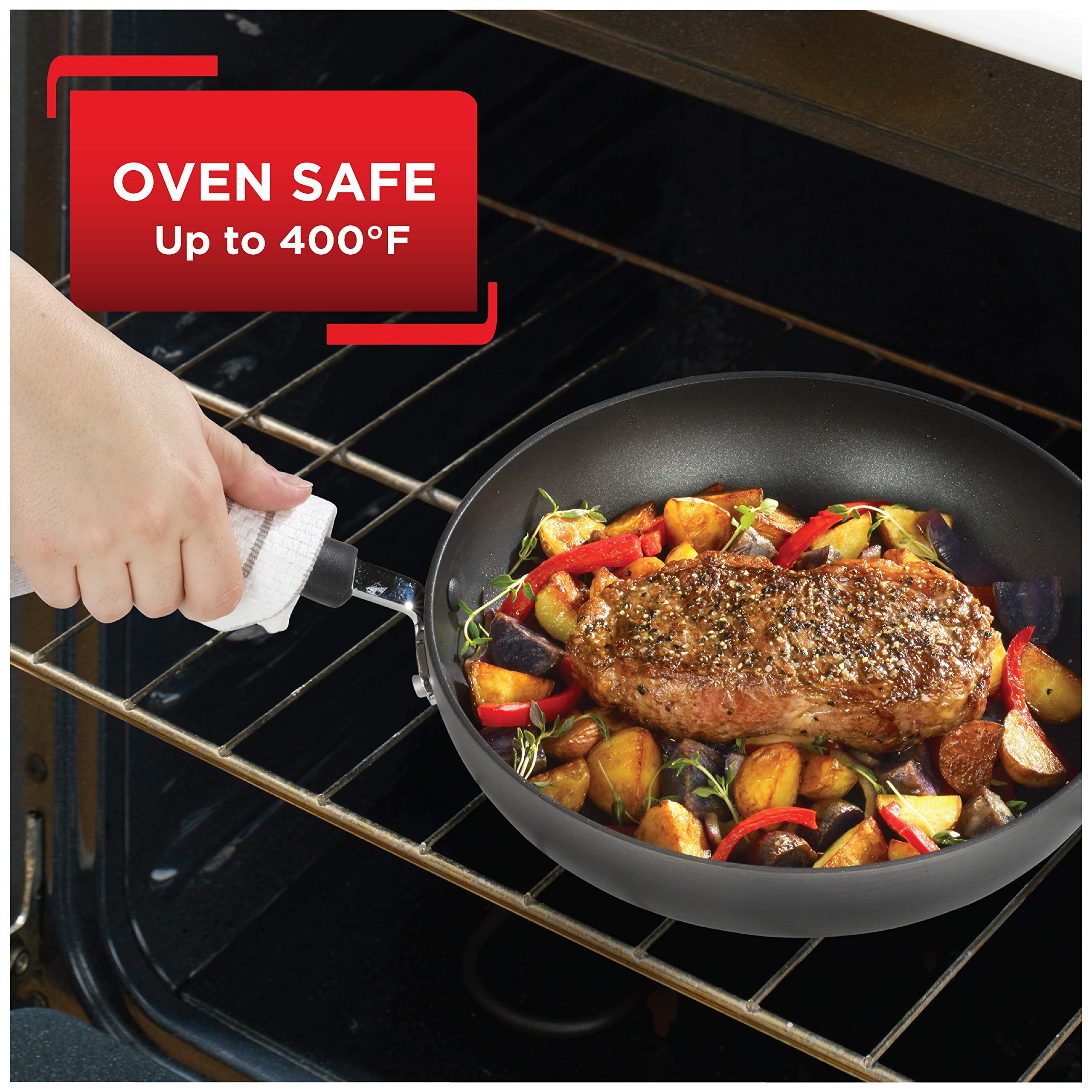 T-Fal Ultimate Hard Anodized Nonstick Griddle 10.25 Inch Oven Broiler Safe 500F Cookware, Pots And Pans, Dishwasher Safe Grey