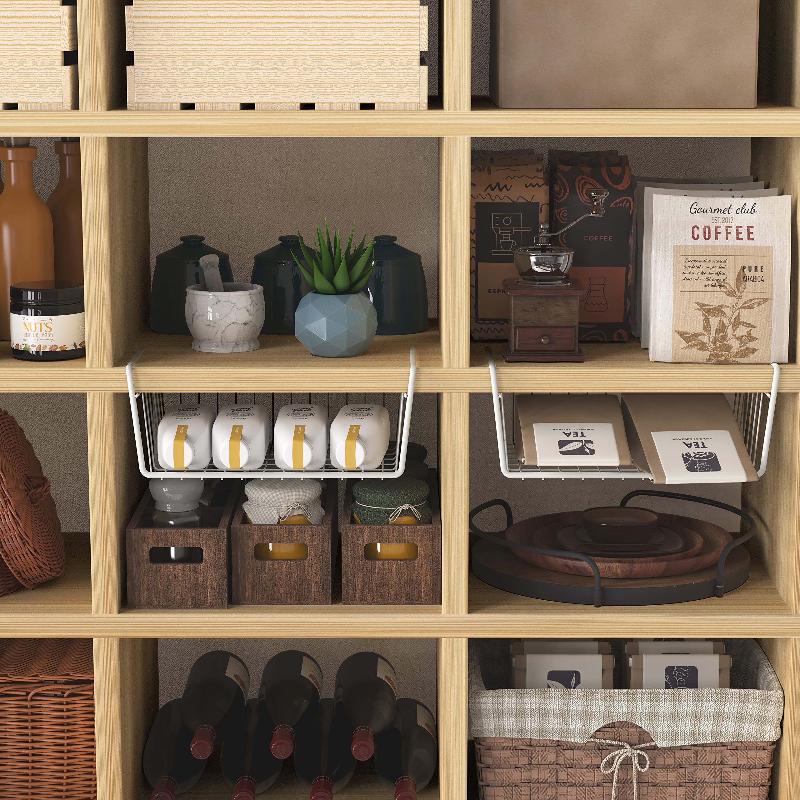 Simple Houseware 6Pk Under Shelf Basket, White