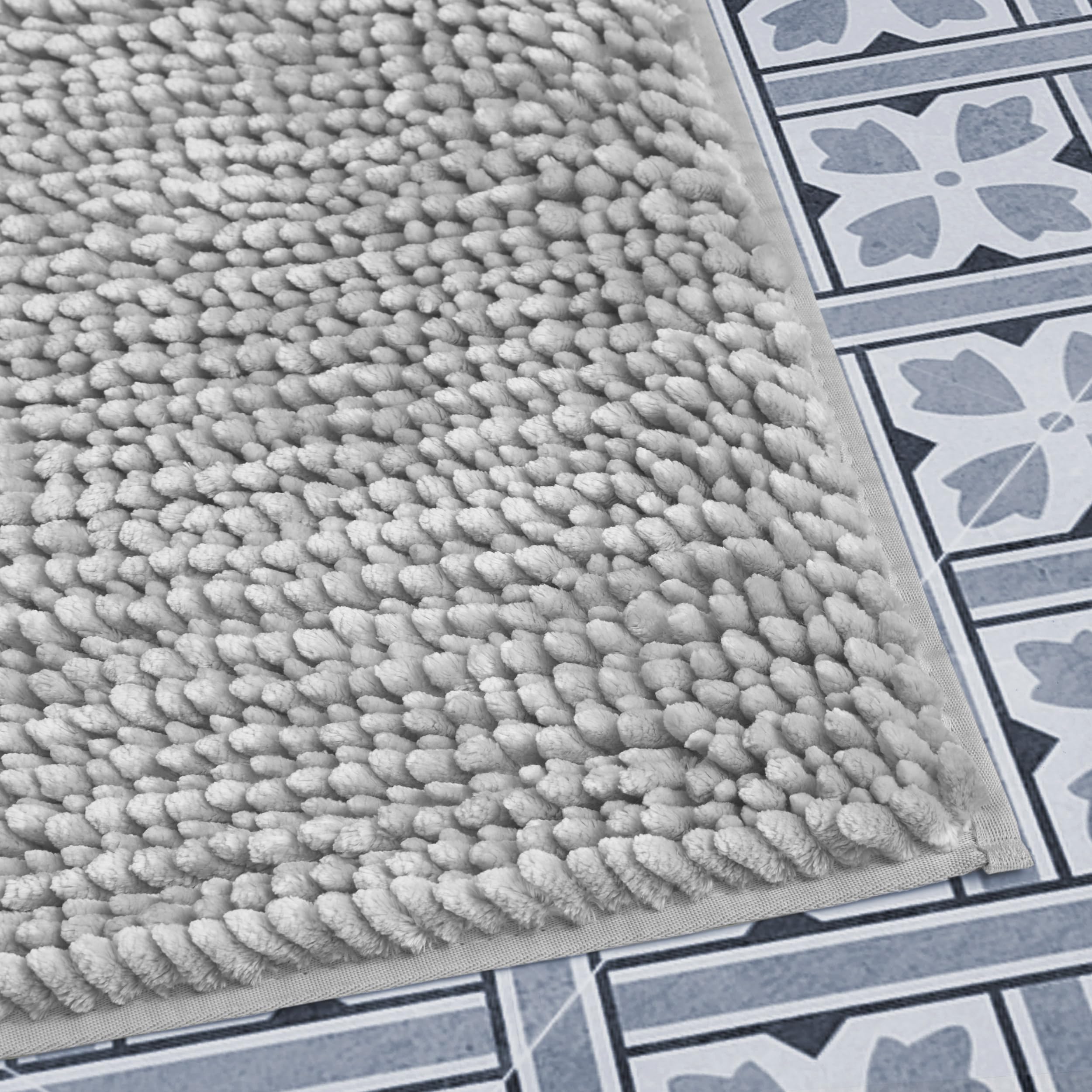 Laura Ashley Butter Chenille 20'' X 34'' Bath Mat, Light Grey