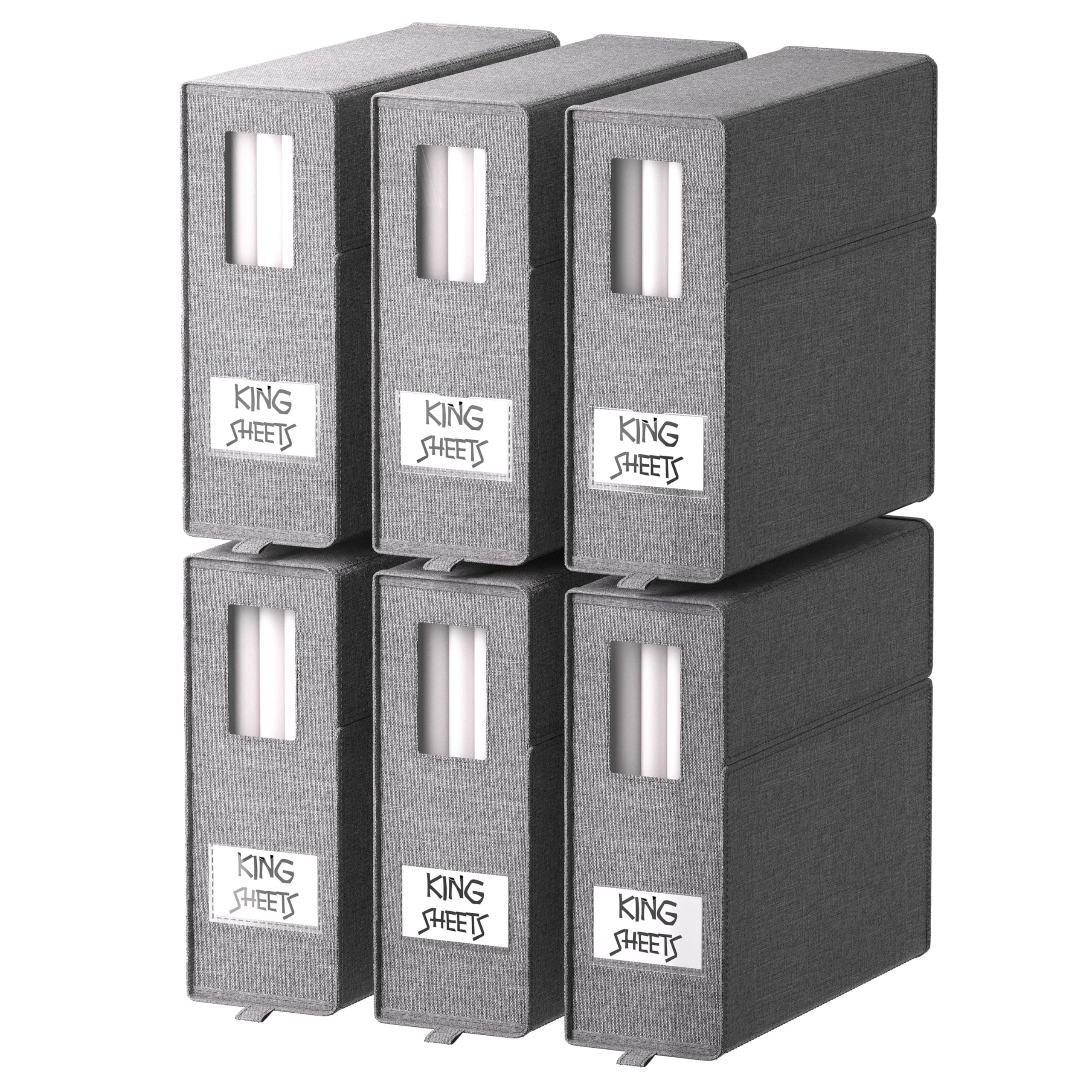 6 PACK Sheet Organizers and Storage - Linen Closet Organizers and Storage, Bed Sheet Organizer, Sheet Storage with Window - Idea